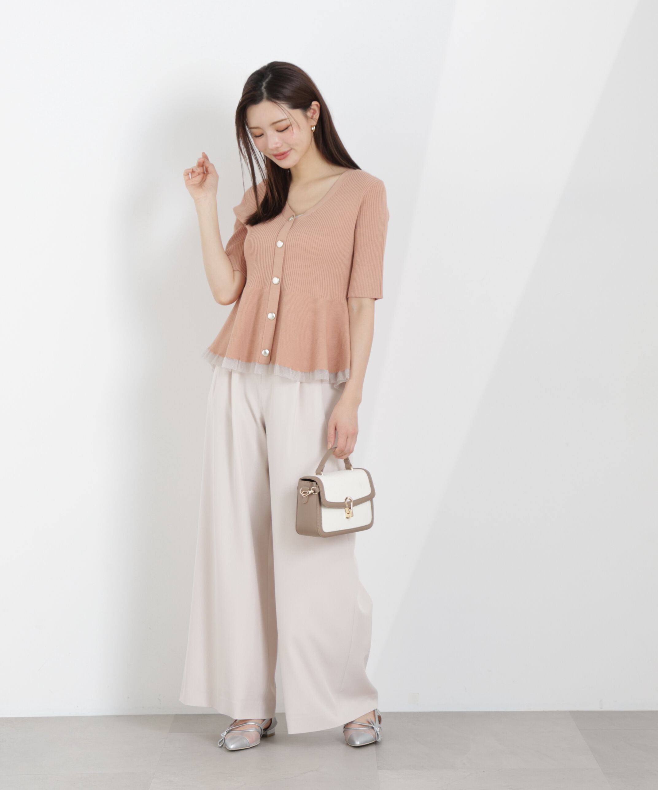 PROPORTION BODY DRESSING「部分シアーペプラムニット　26SS」|ニット・セーター|