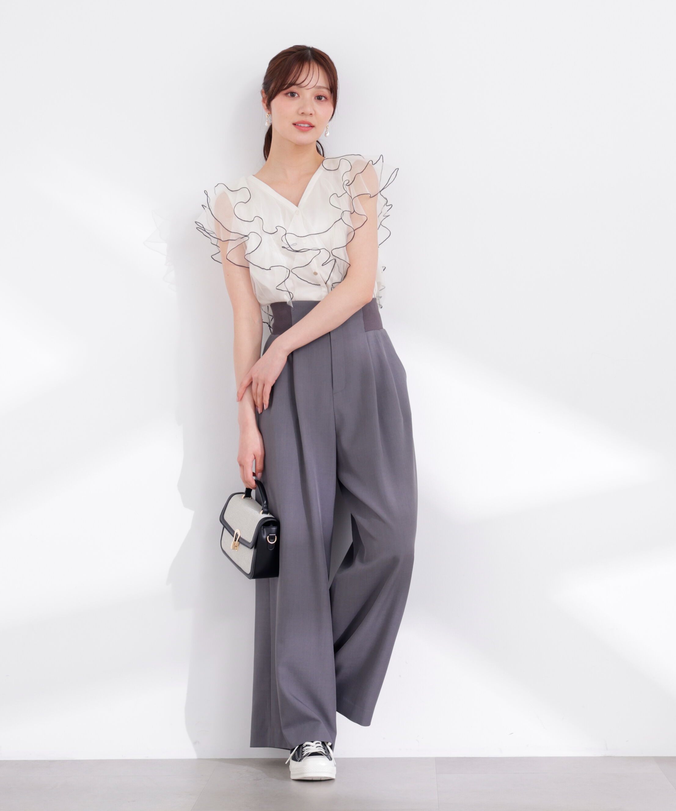 PROPORTION BODY DRESSING「チュールラッフルブラウス 26SS」|シャツ・ブラウス|