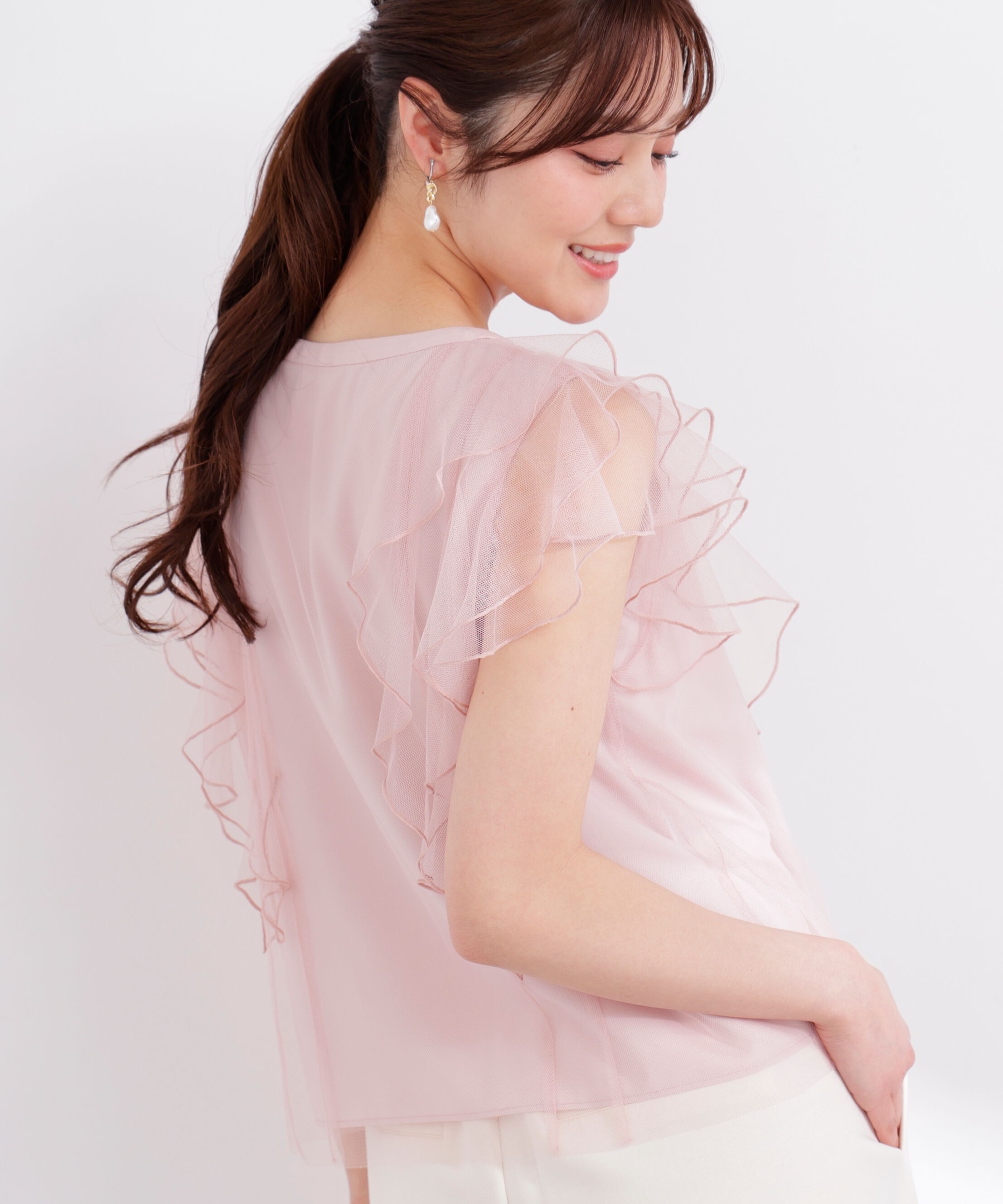 PROPORTION BODY DRESSING「チュールラッフルブラウス 26SS」|シャツ・ブラウス|