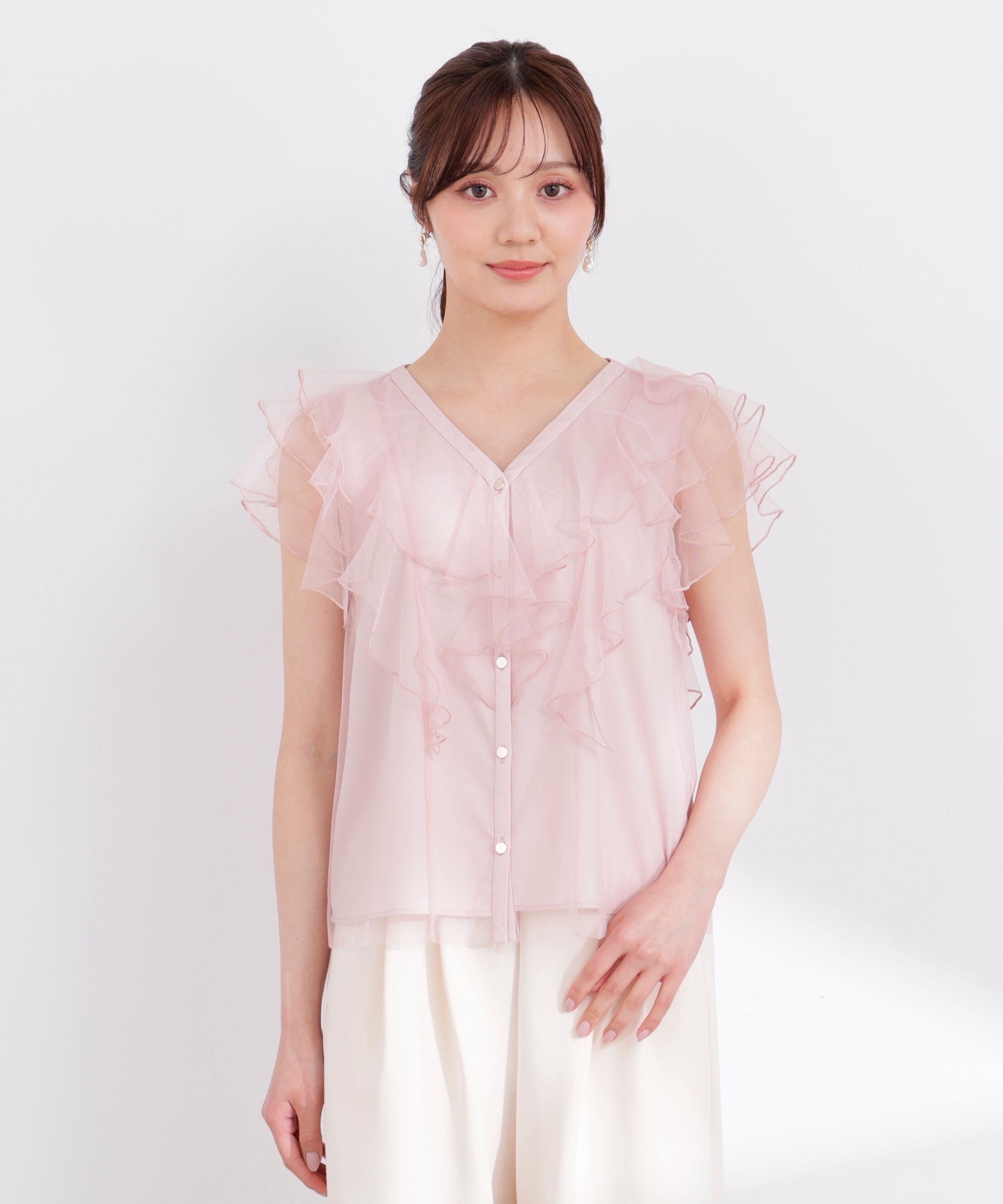 PROPORTION BODY DRESSING「チュールラッフルブラウス 26SS」|シャツ・ブラウス|