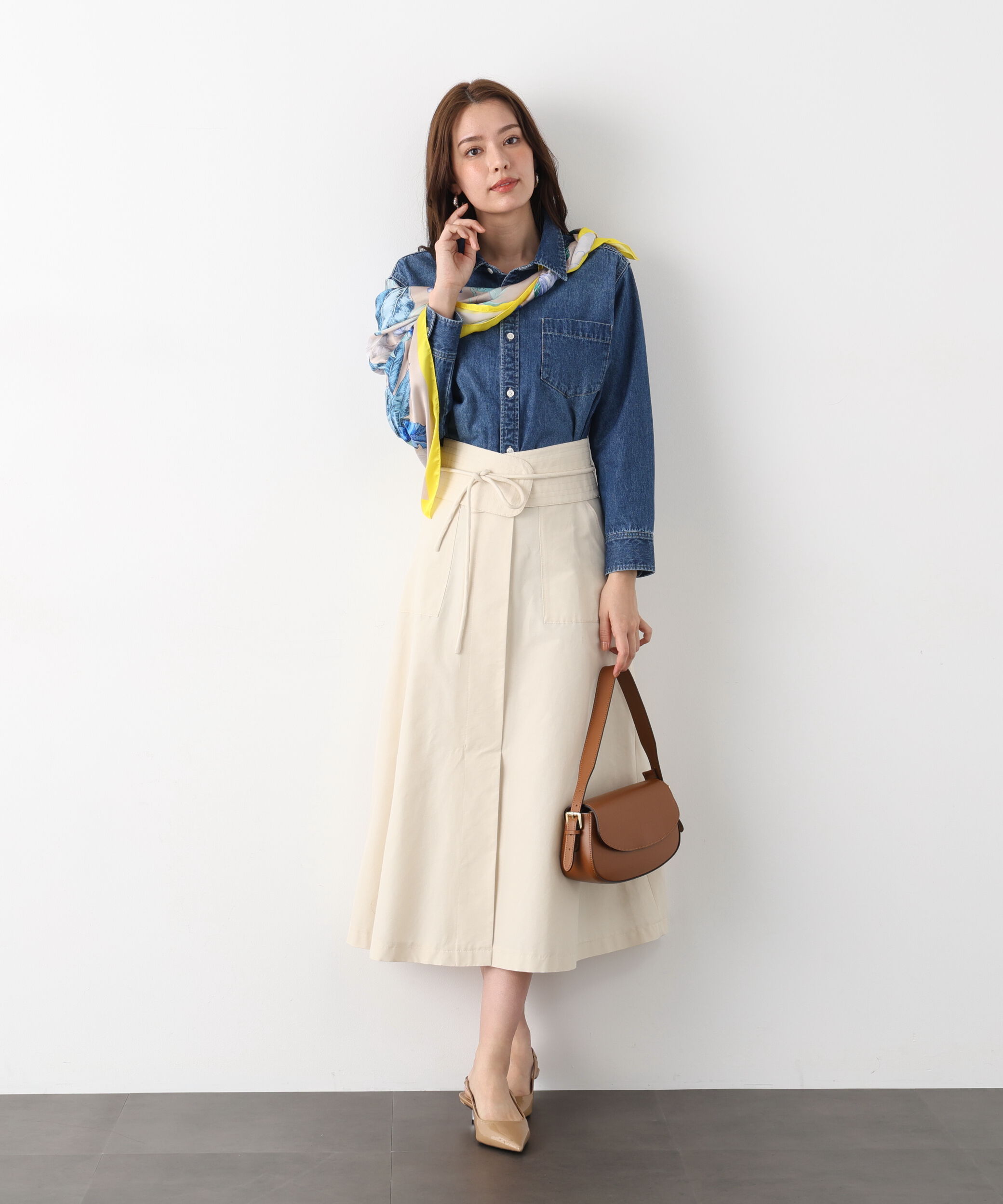  「ステッチベルトフレアースカート」|スカート|