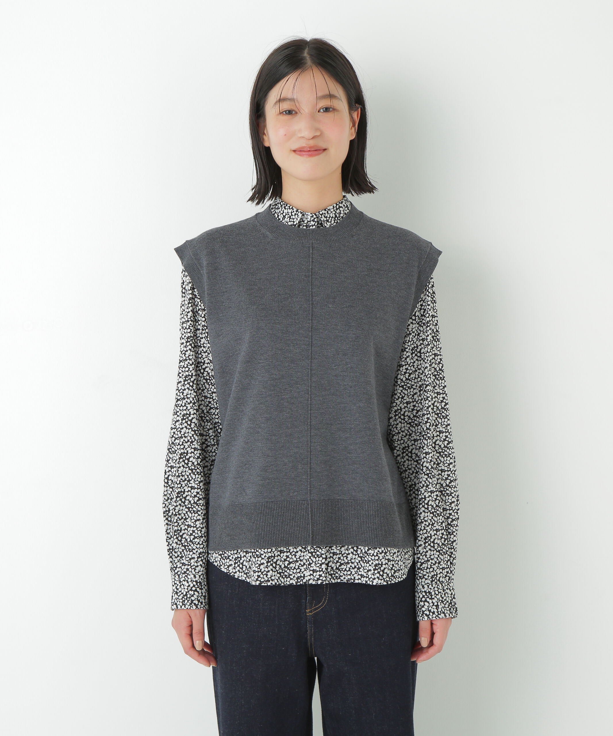  「◆ハーゲージクルーネックニットベスト」|ニット・セーター|