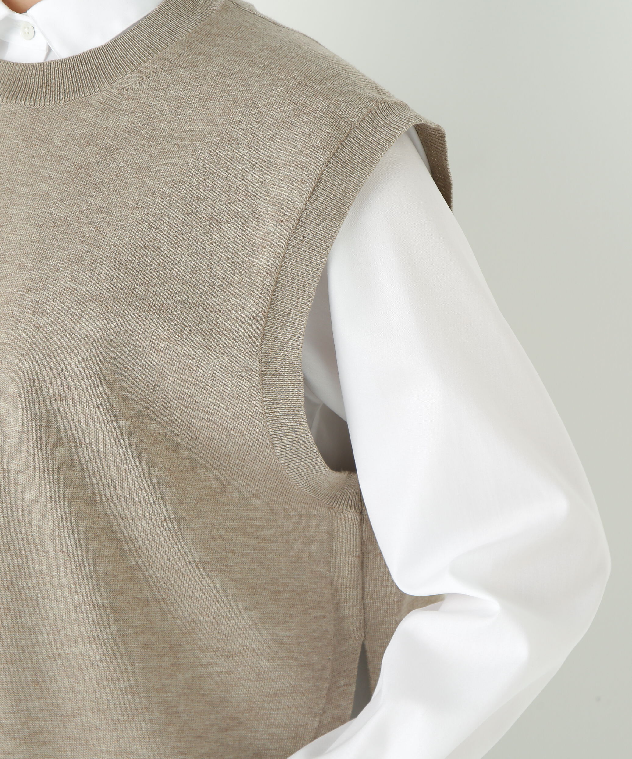  「◆ハーゲージクルーネックニットベスト」|ニット・セーター|