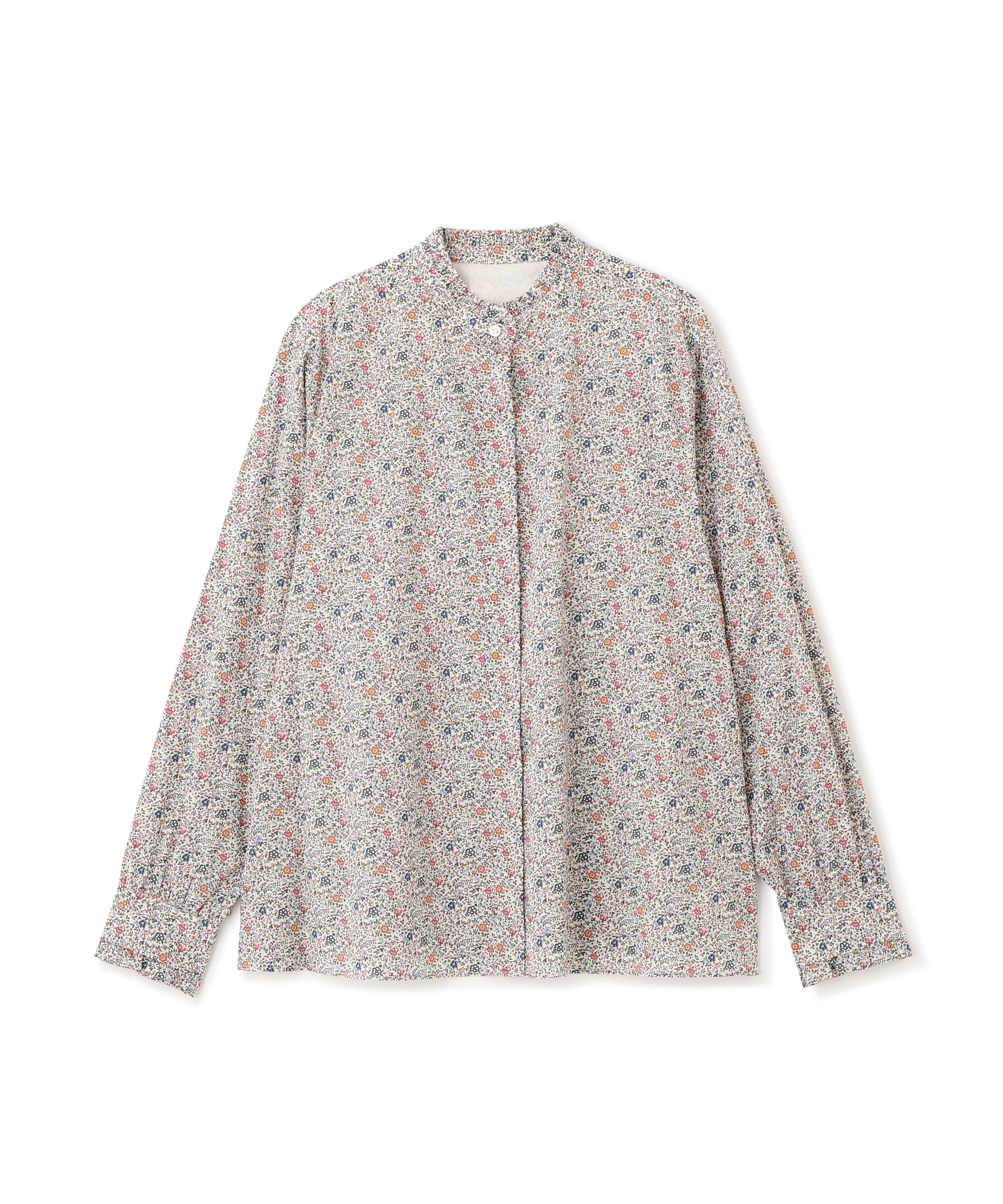  「《ウォッシャブル》リバティ小花柄プリント スタンドフリルブラウス」|シャツ・ブラウス|