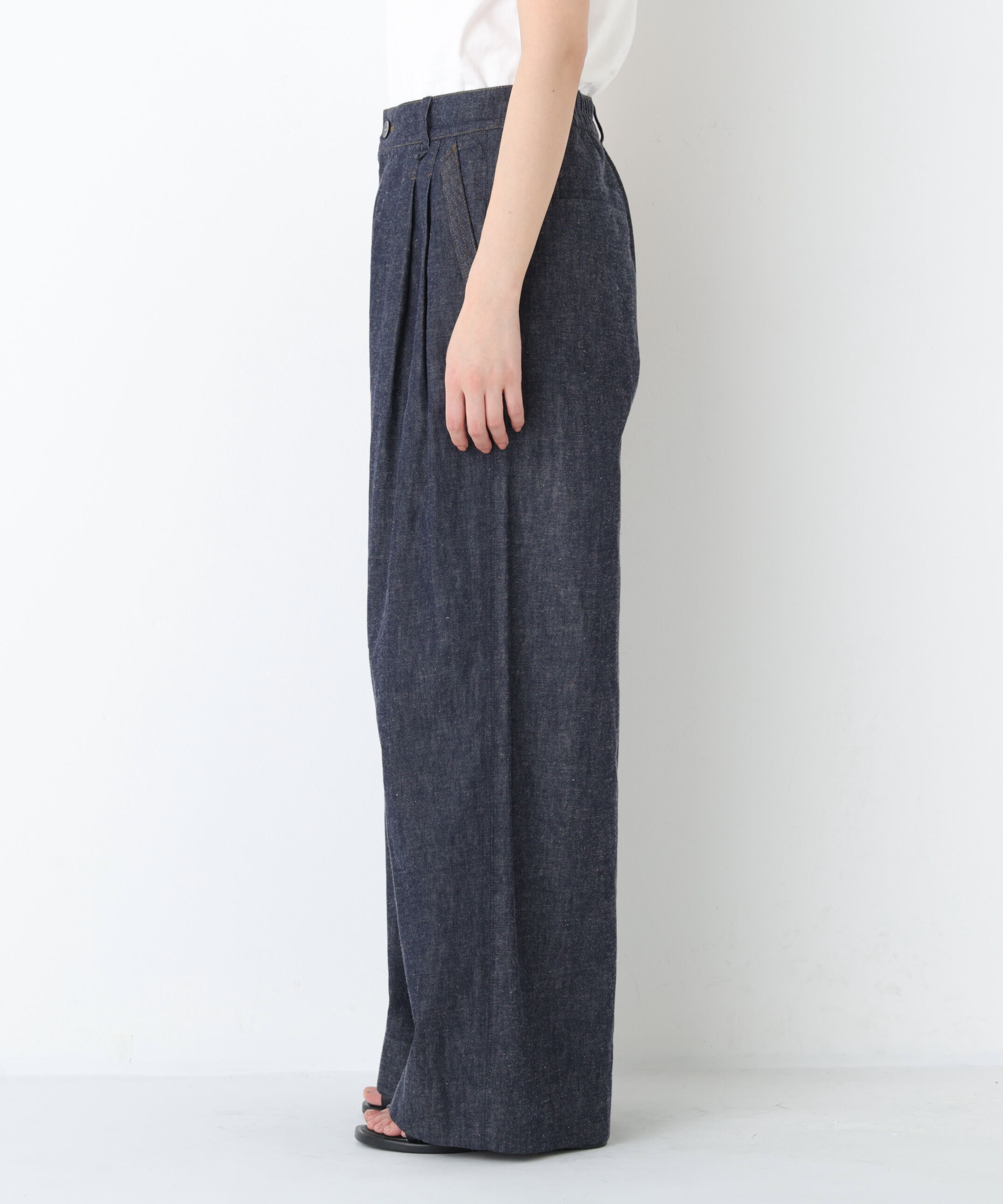  「◆綿麻ライトオンスデニムワイドパンツ」|その他|