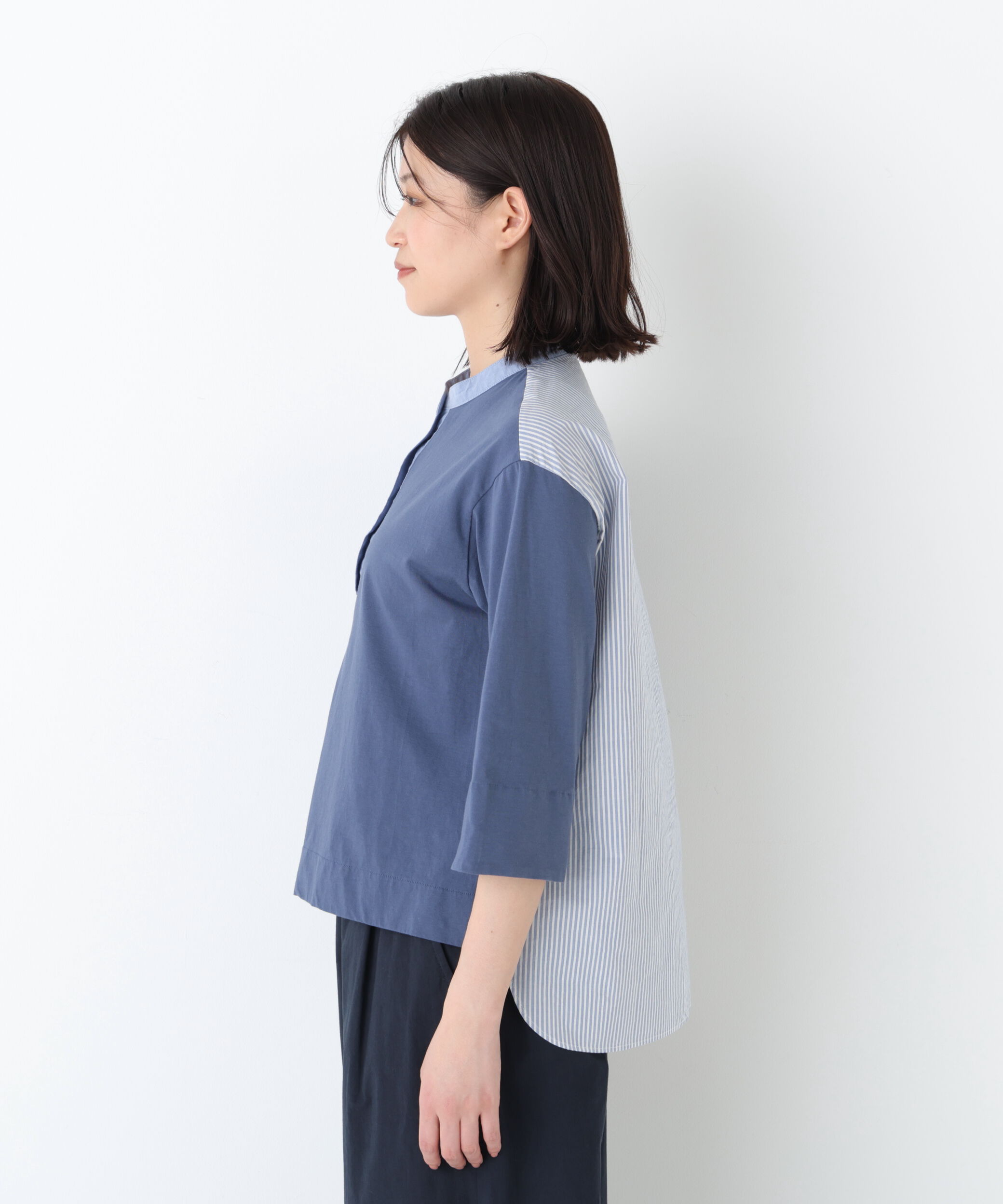  「◆異素材使い配色プルオーバー」|Tシャツ・カットソー|