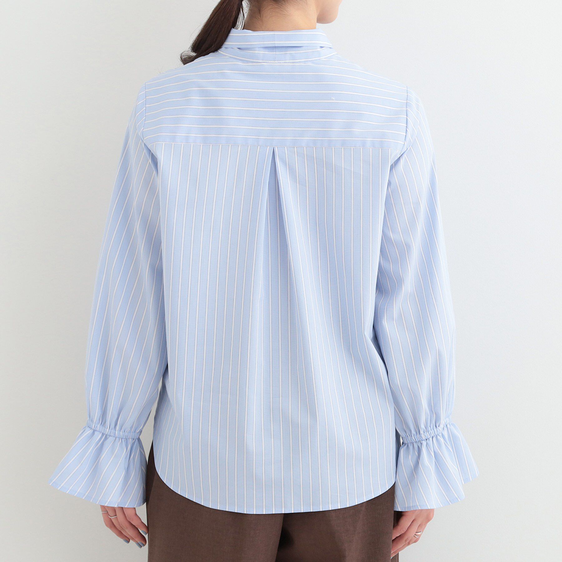 SHOO･LA･RUE「【洗濯後シワになりにくい/UV/S-LL】シンプルで使いやすい　キャンディースリーブ リボンブラウス」|シャツ・ブラウス|