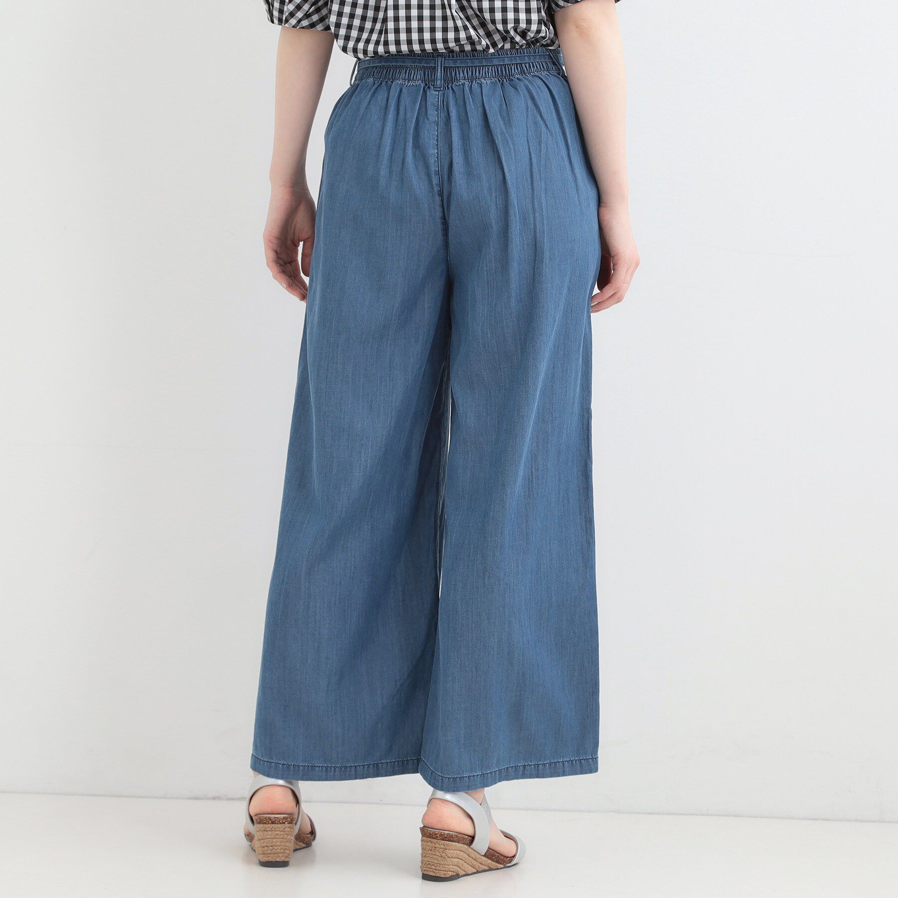 SHOO･LA･RUE「【着丈選べる/2WAY/S-LL】ウエストリボンがポイント　デニムワイドイージーパンツ」|その他|