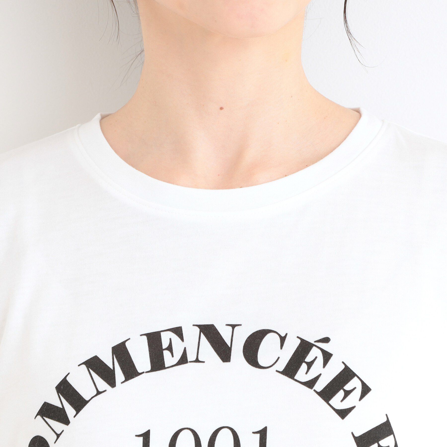 SHOO･LA･RUE「【前後2WAY/2点セット/洗濯機可/S-LL】メッシュリボンニット＆半袖ロゴT」|その他|