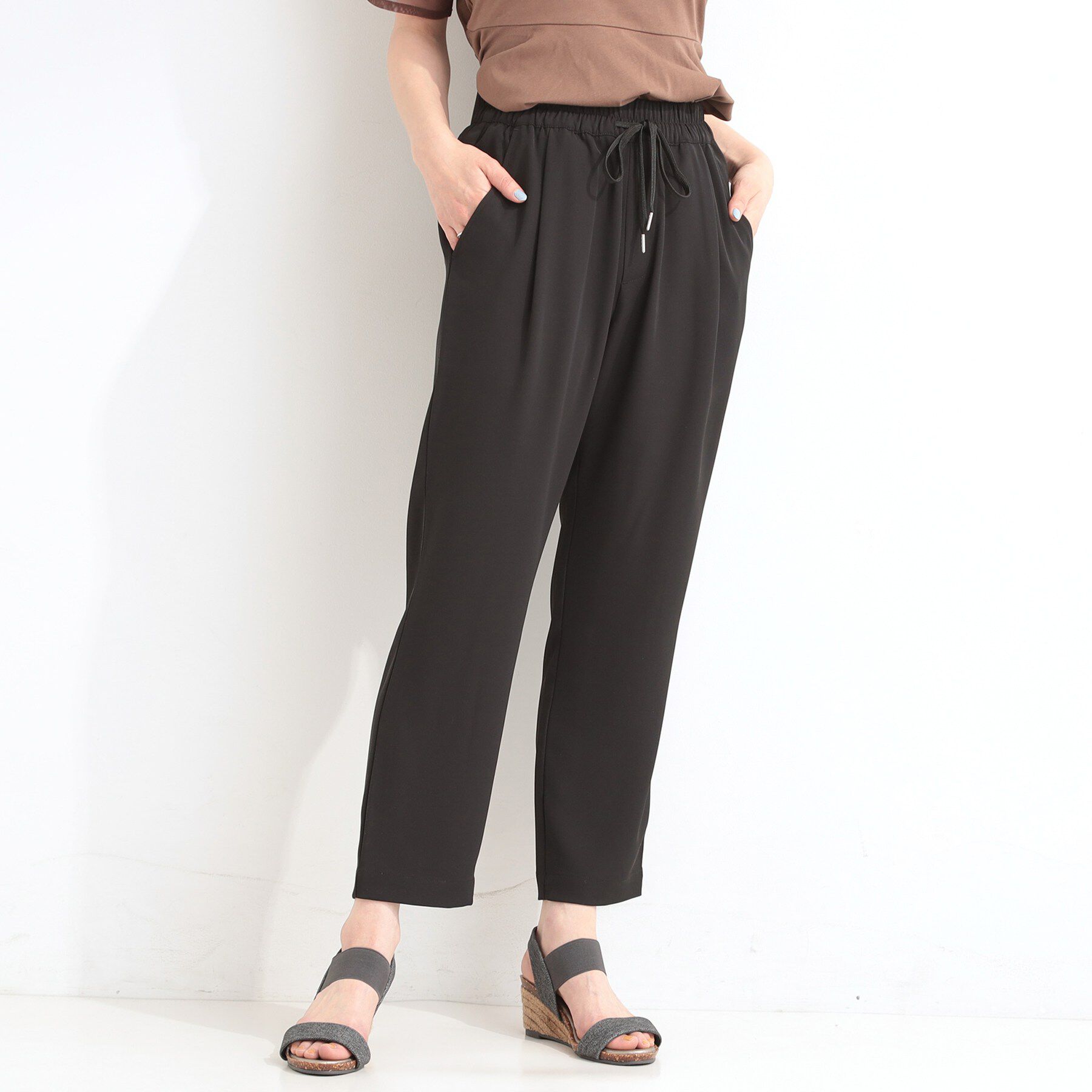 SHOO･LA･RUE「【セットアップ可/ひんやり/UV/SS-3L】さらさらぷるん イージーテーパードパンツ」|その他|