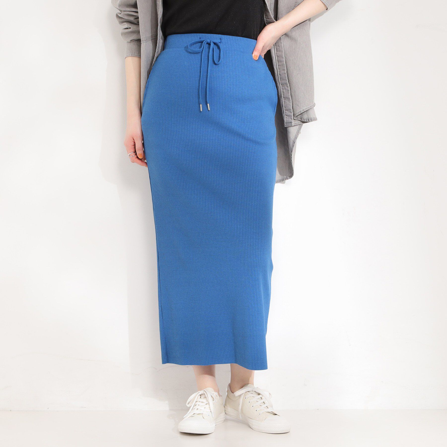 SHOO･LA･RUE「【セルフカット可能/洗濯機可/S-LL】テレコナロースカート」|スカート|