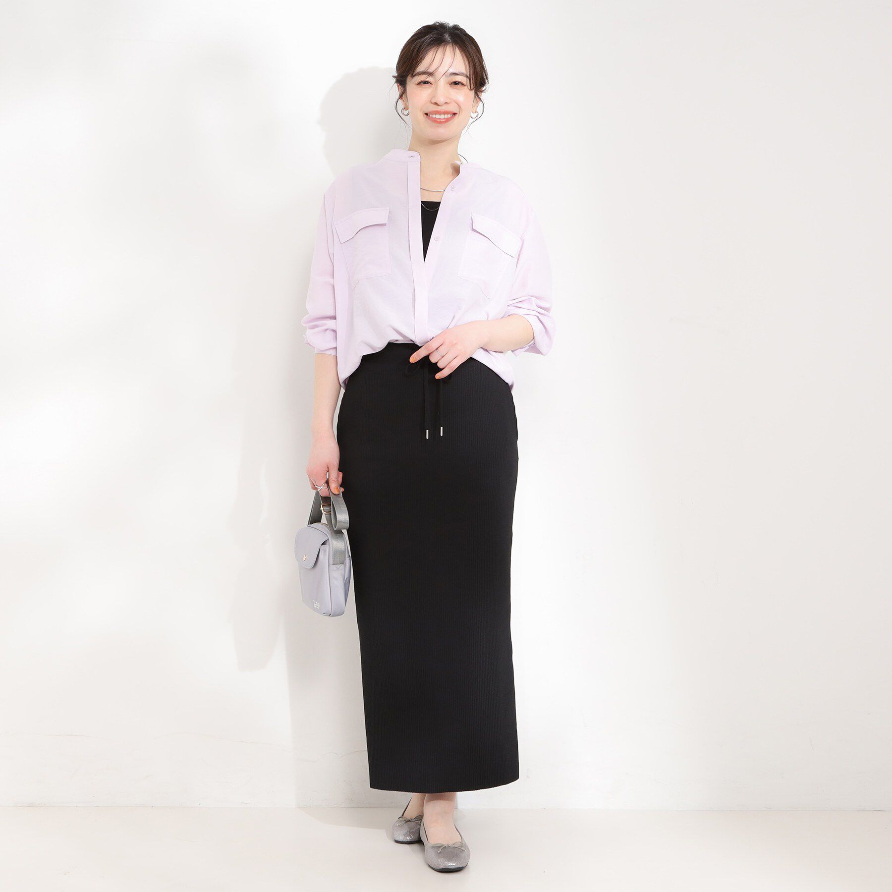 SHOO･LA･RUE「【セルフカット可能/洗濯機可/S-LL】テレコナロースカート」|スカート|