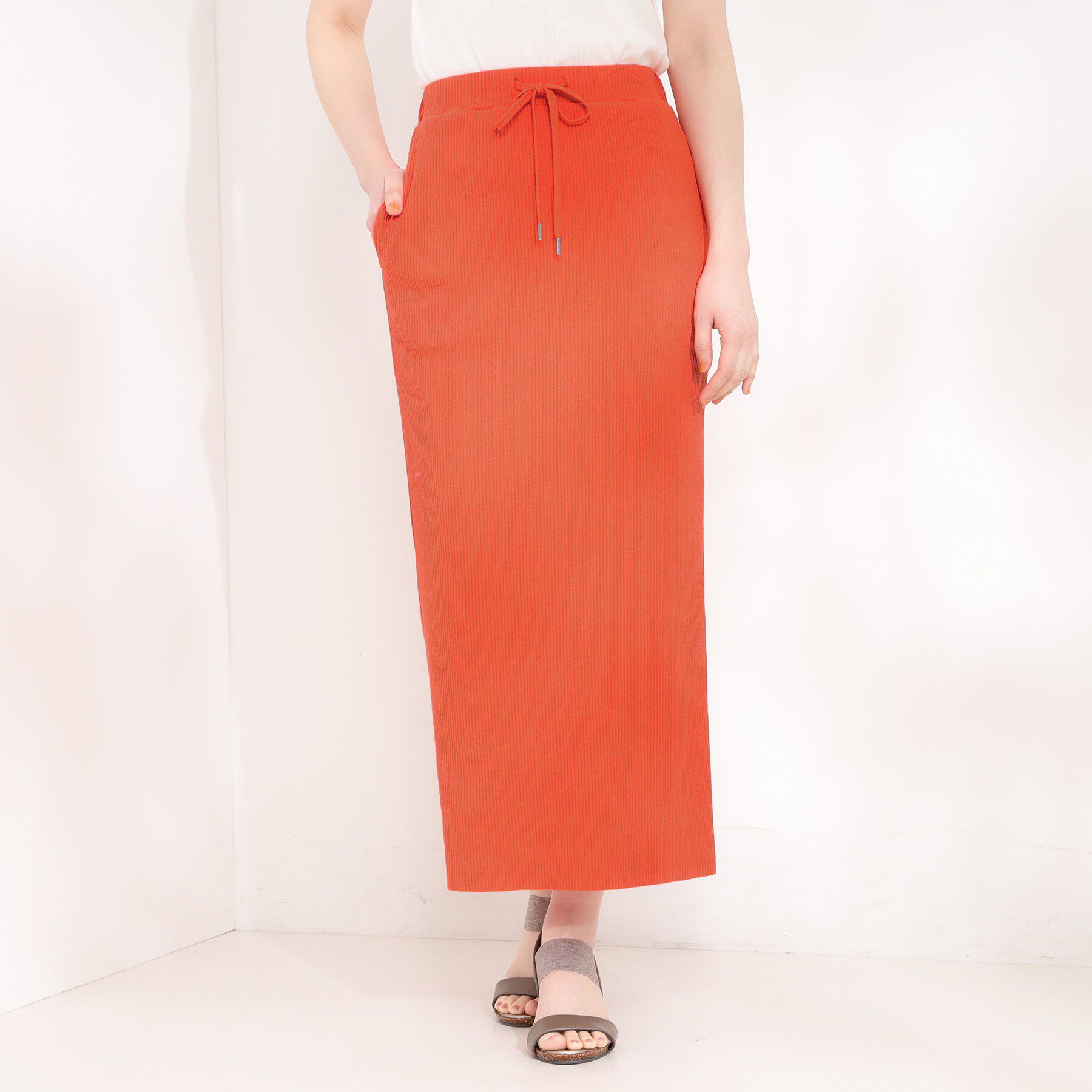 SHOO･LA･RUE「【セルフカット可能/洗濯機可/S-LL】テレコナロースカート」|スカート|