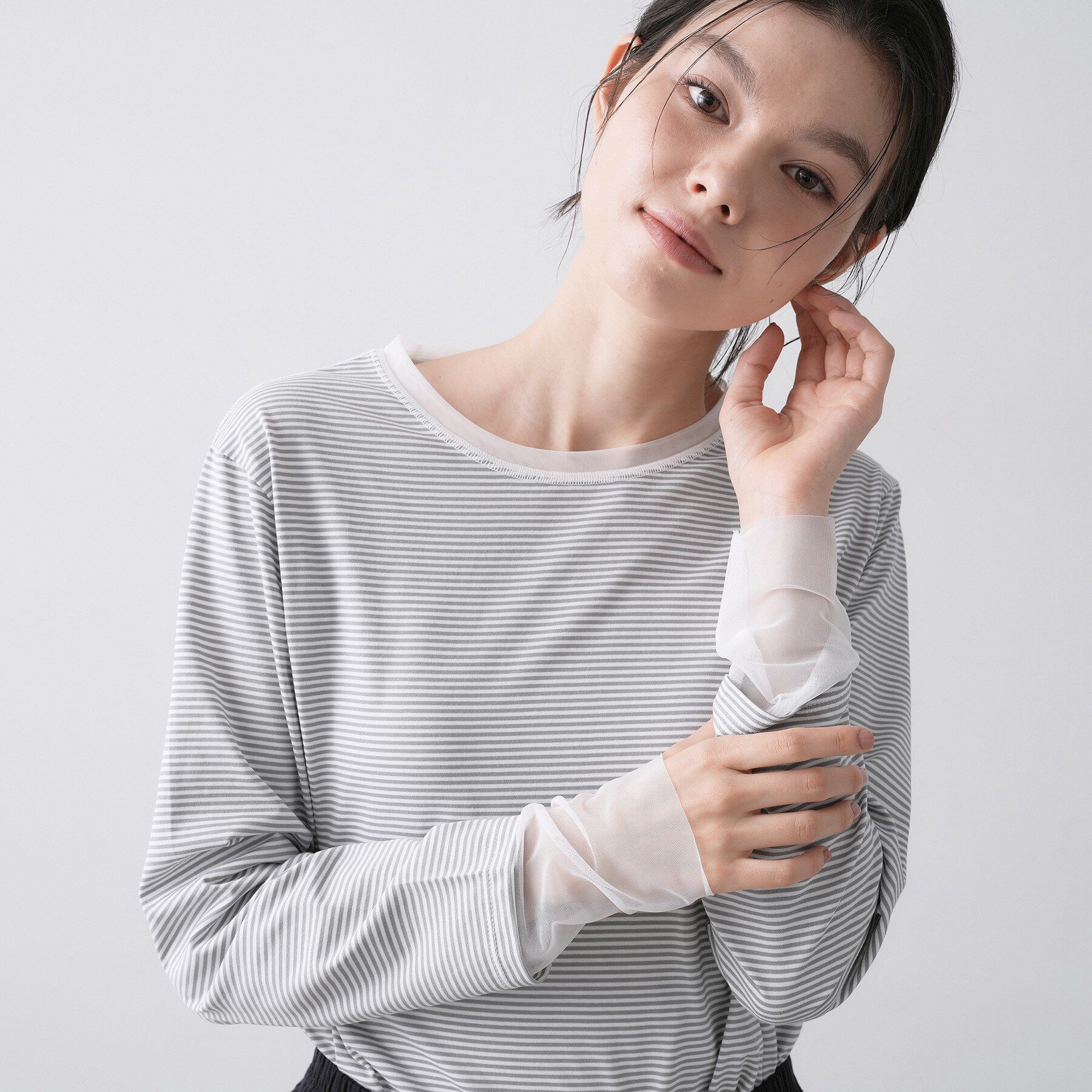 Dessin「【洗える】シアーチュールポイントカットソー」|Tシャツ・カットソー|ライトグレー(311