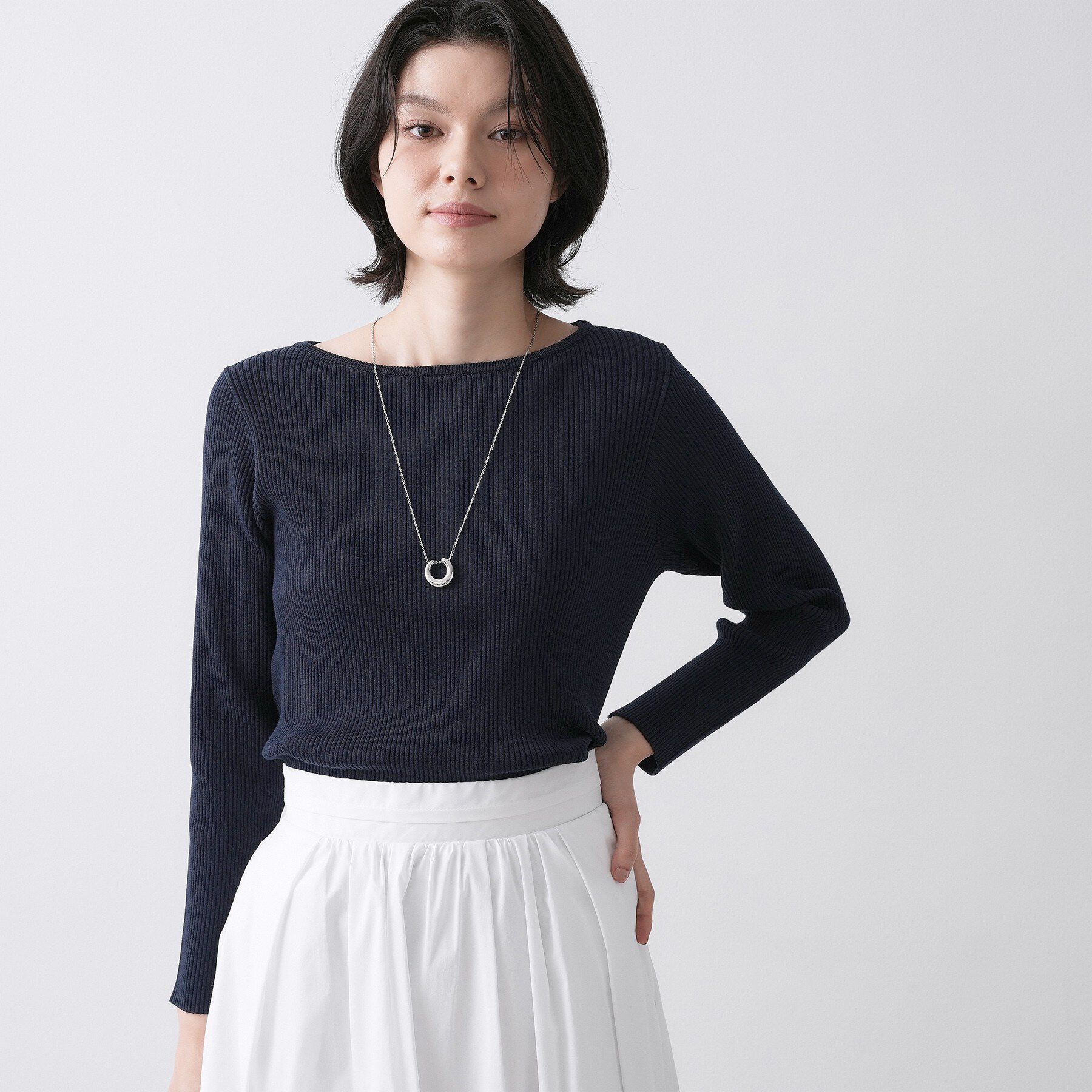 Dessin「【洗える】ボートネックリブニット」|ニット・セーター|