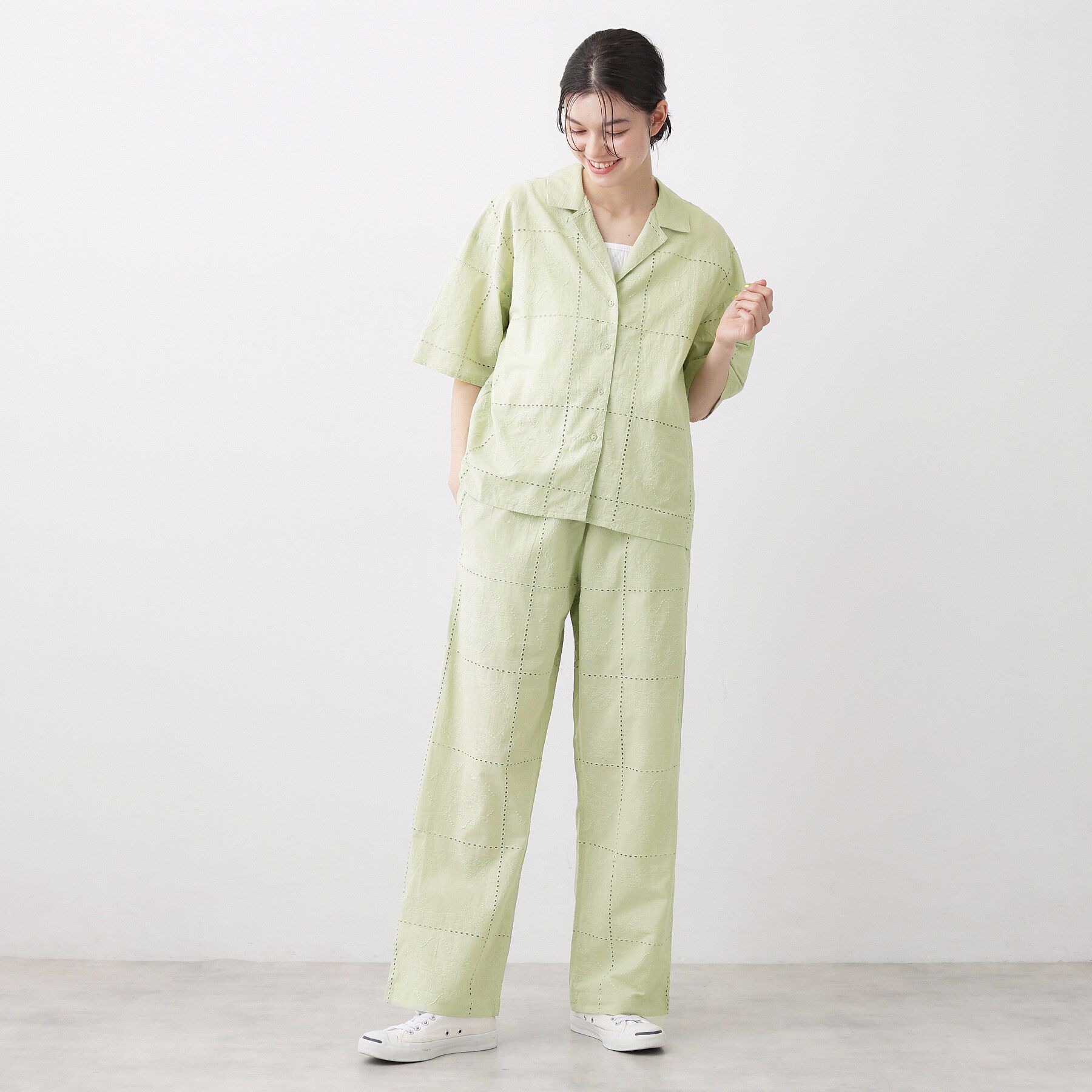 Dessin「【セットアップ可/洗える】刺繍スクエアレースシャツ」|シャツ・ブラウス|