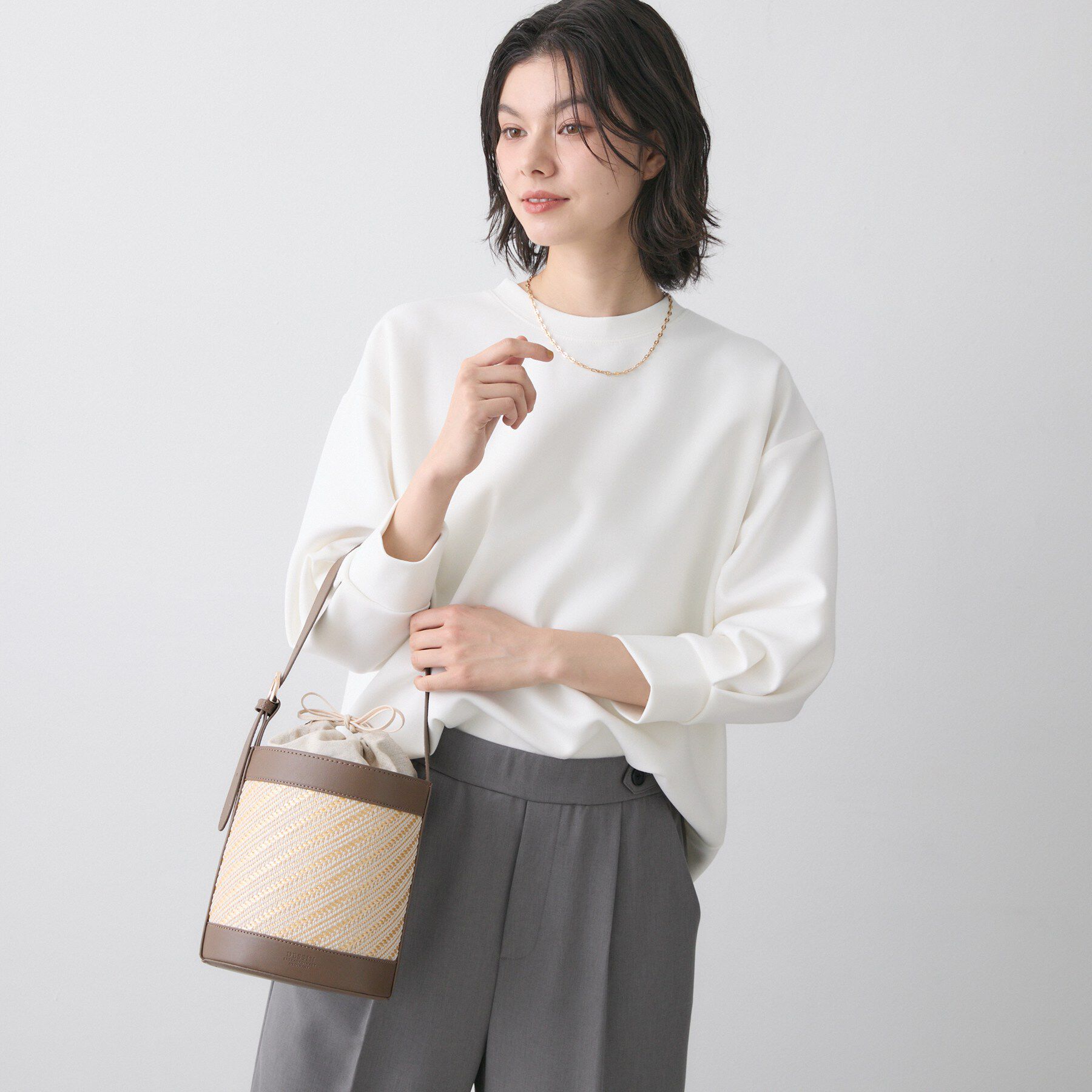 Dessin「ストライプ柄バッグコンビバケツショルダー」|ショルダー・メッセンジャー|