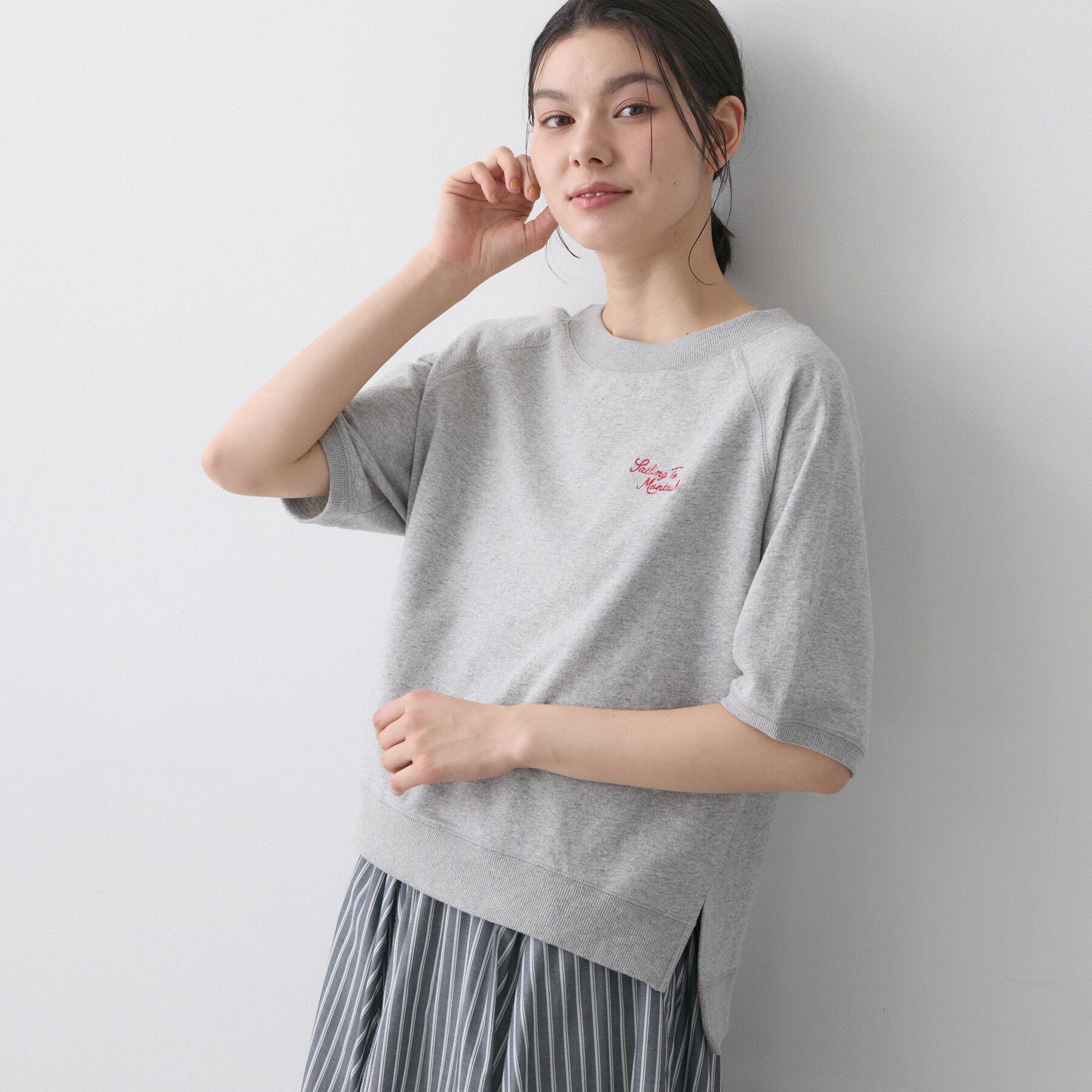 Dessin「【洗える】ミニ裏毛刺繍ロゴプルオーバー」|Tシャツ・カットソー|