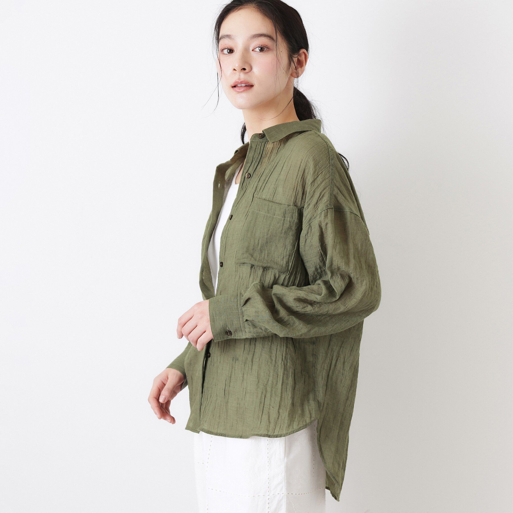 Dessin「【洗える】シアーカラーシャツ」|シャツ・ブラウス|