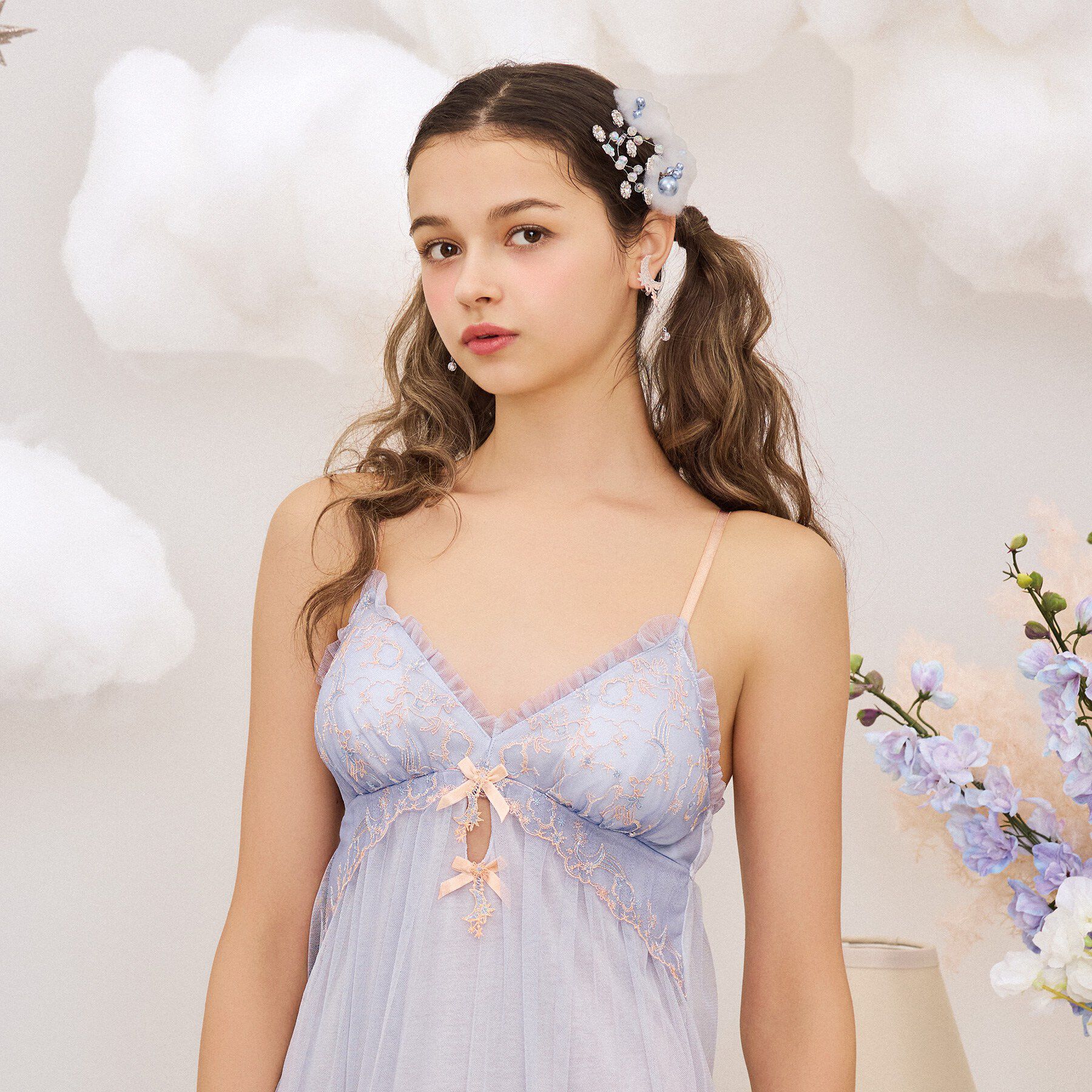 Risa Magli「アントーニア カップ付マキシワンピース」|インナー|グレー(012)