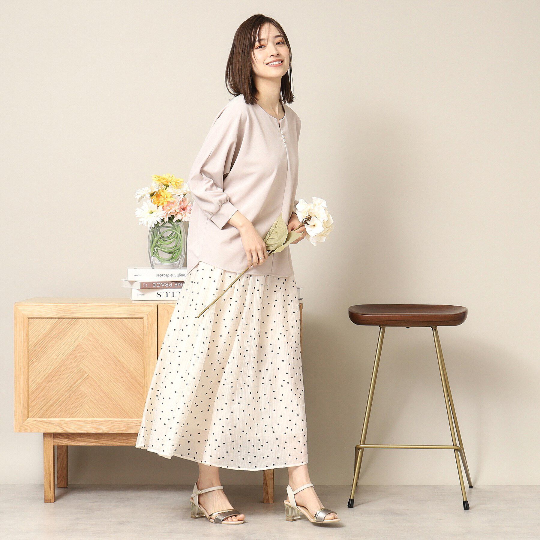 ITS&rsquo;DEMO「【通勤／手洗い可】カットジョーゼットキーネックプルオーバー」|シャツ・ブラウス|