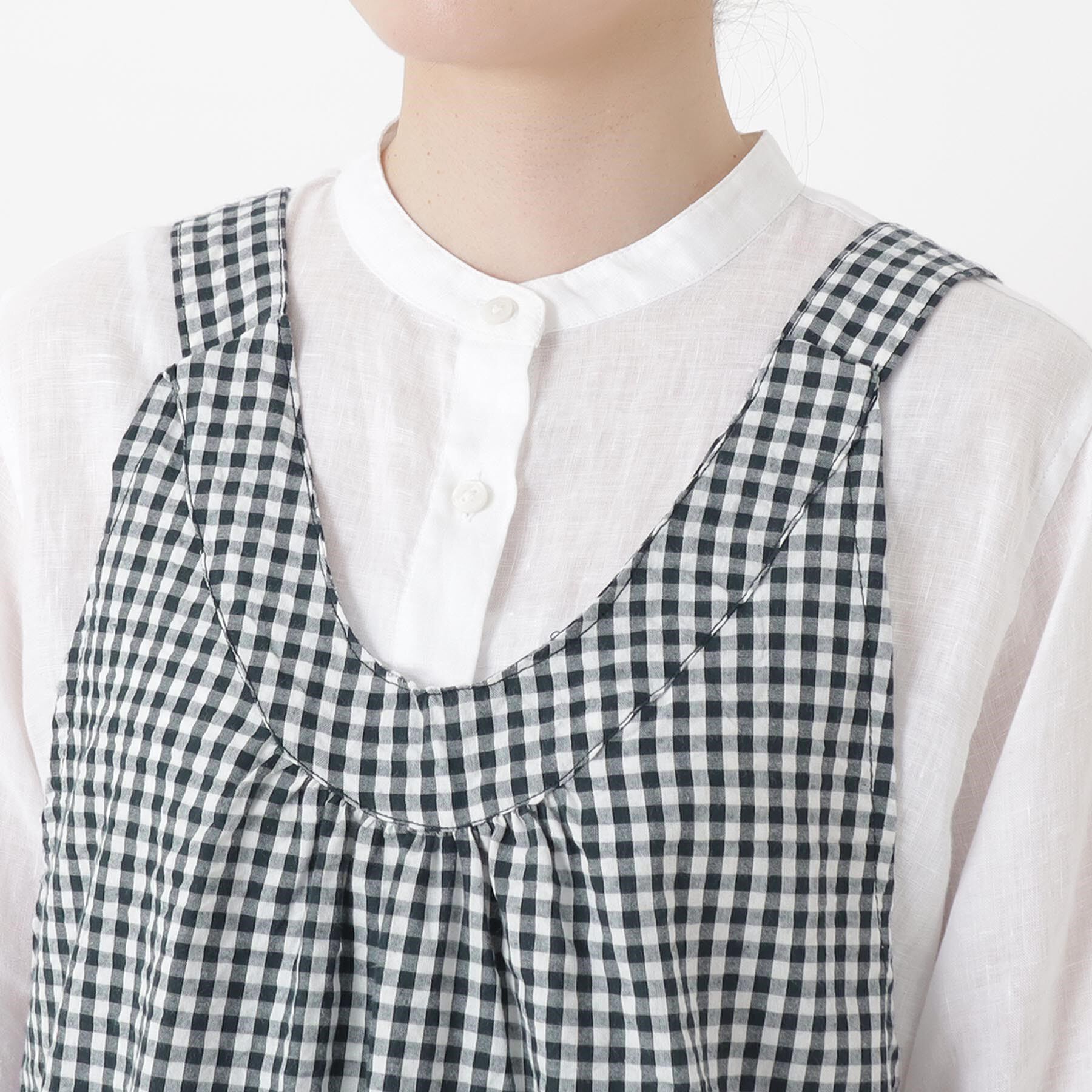 212 KITCHEN STORE「ギンガムサッカーギャザーエプロン BK」|食器・キッチングッズ|