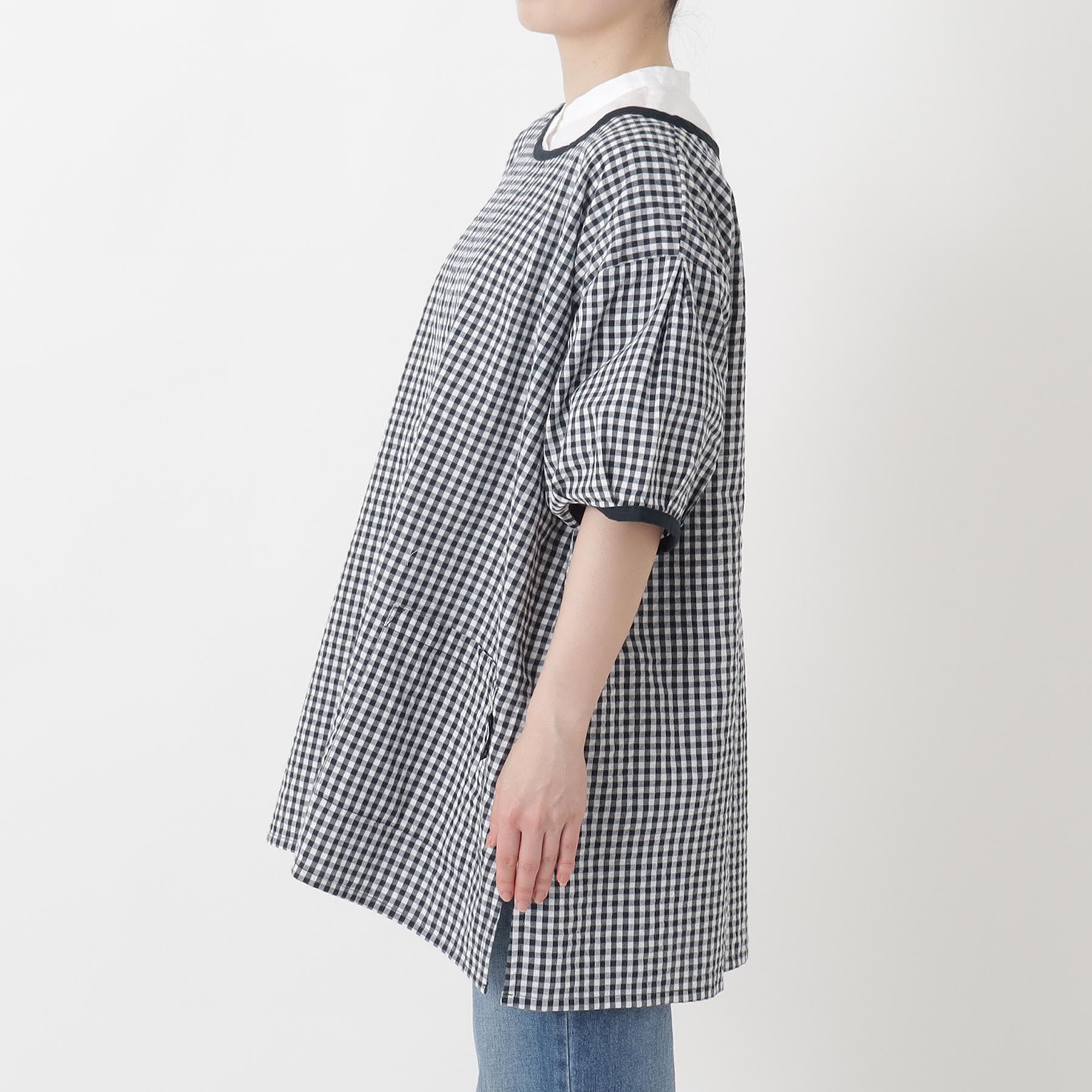 212 KITCHEN STORE「ギンガムサッカー半袖かっぽう着 BK」|食器・キッチングッズ|