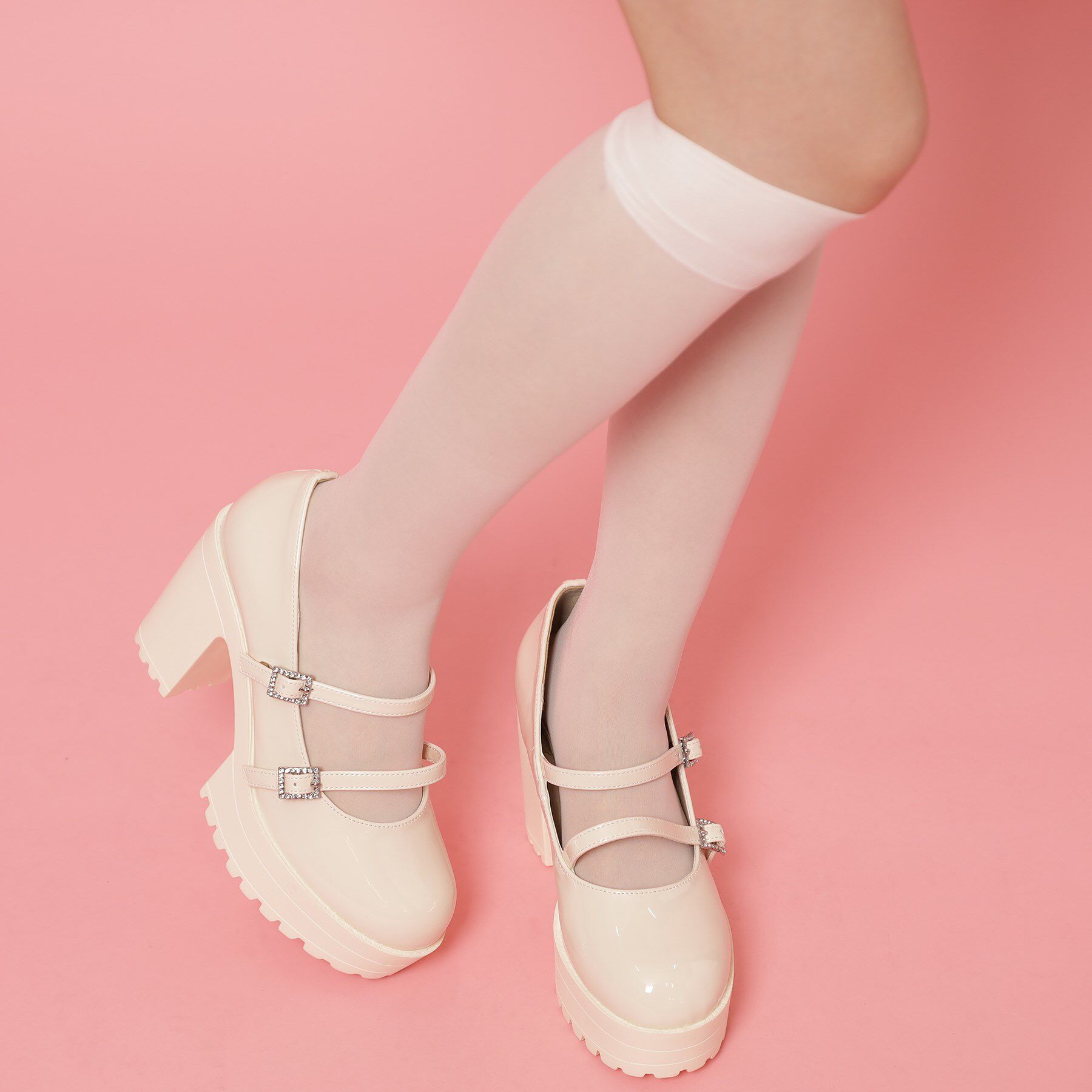 csT&P「厚底キラキラダブルストラップパンプス」|パンプス|