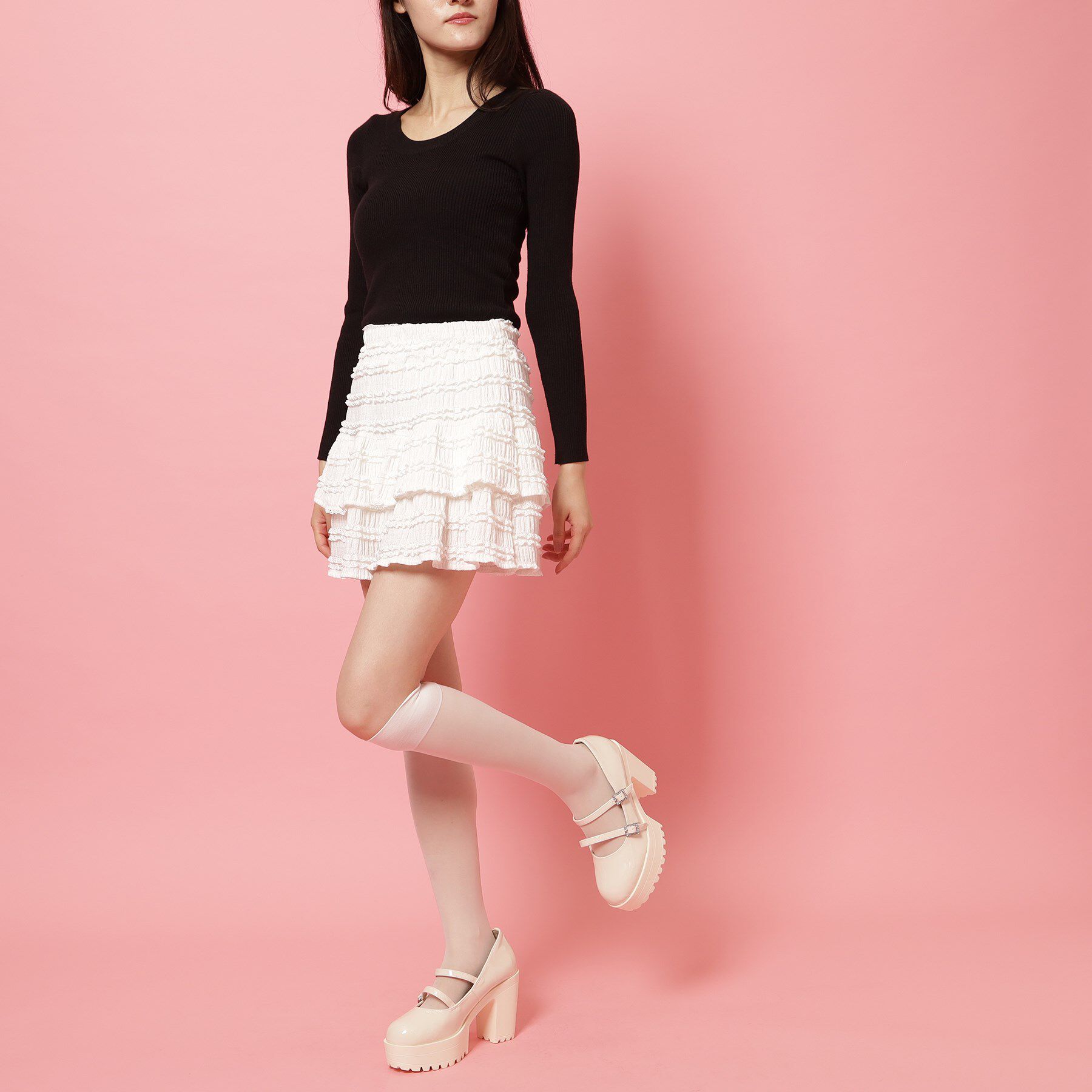 csT&P「厚底キラキラダブルストラップパンプス」|パンプス|