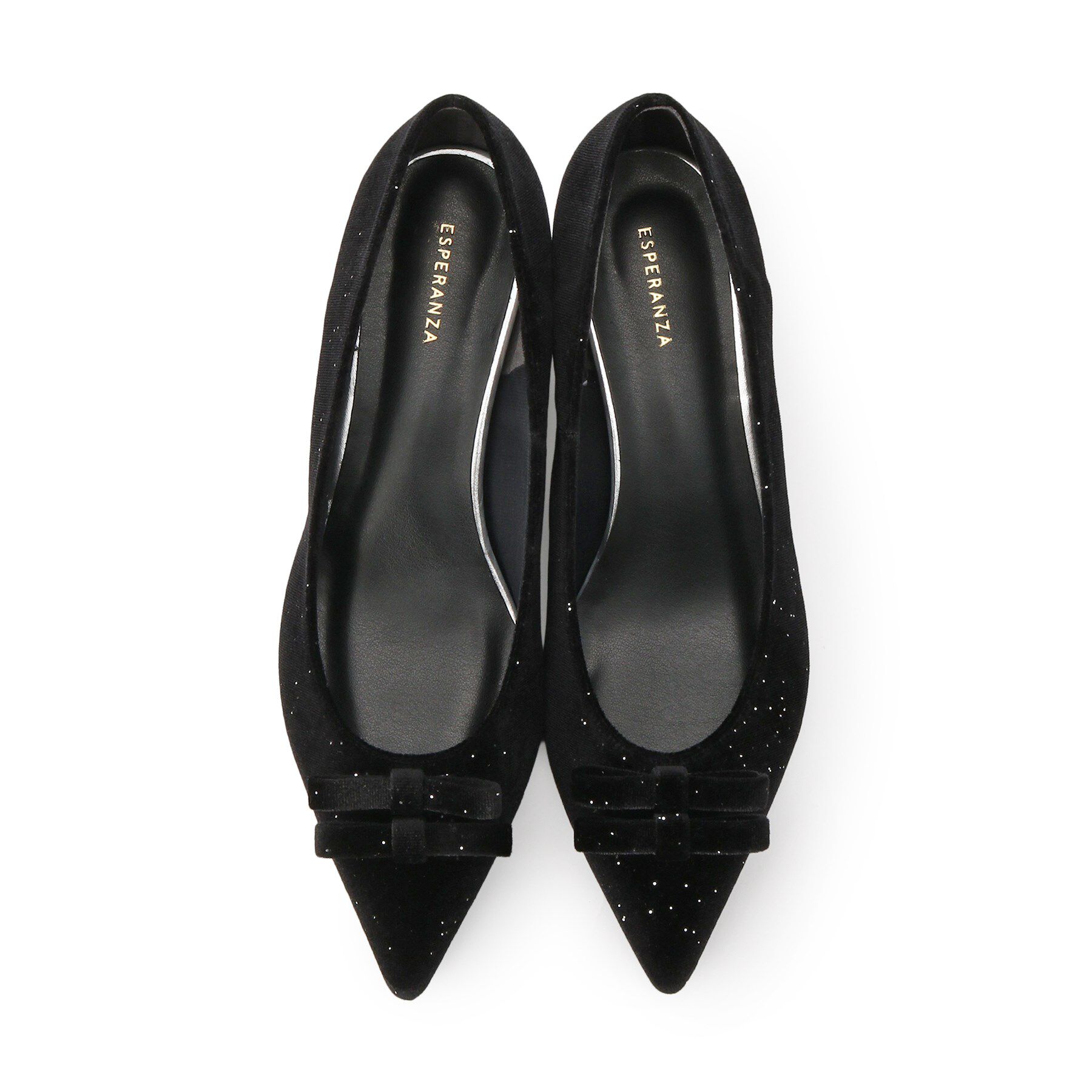 ESPERANZA「ラメベルベットダブルリボンパンプス」|パンプス|