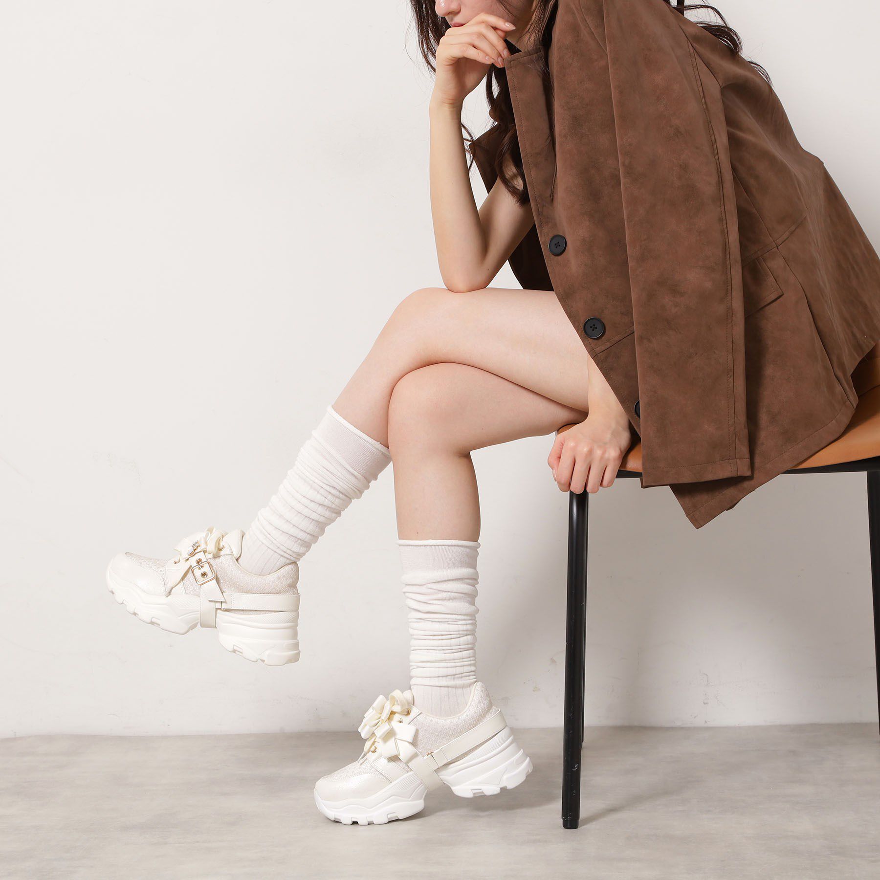 ESPERANZA「ツインリボンベルト付きラメスニーカー」|スニーカー|