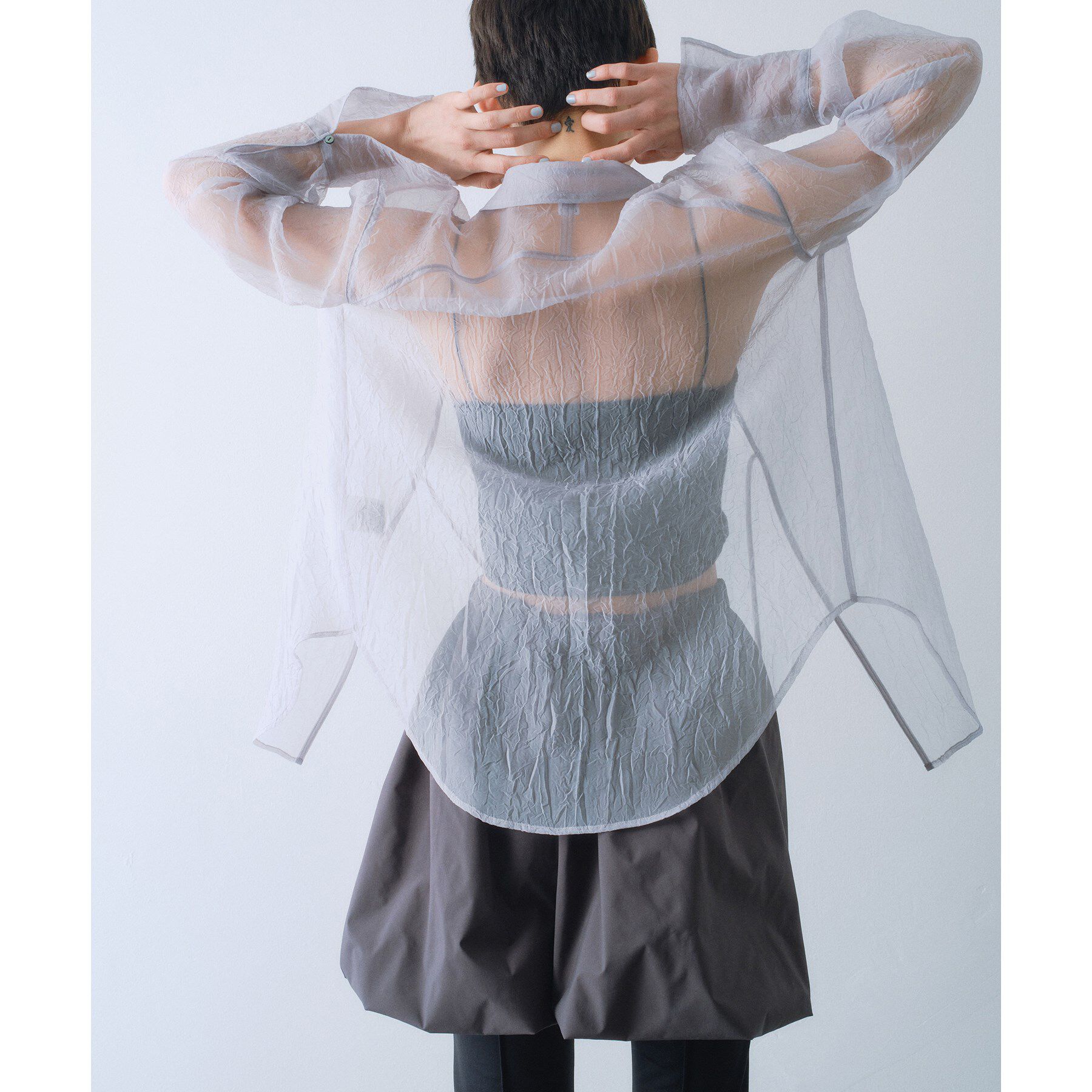 CODE A「sheer washer ribbon blouse」|シャツ・ブラウス|