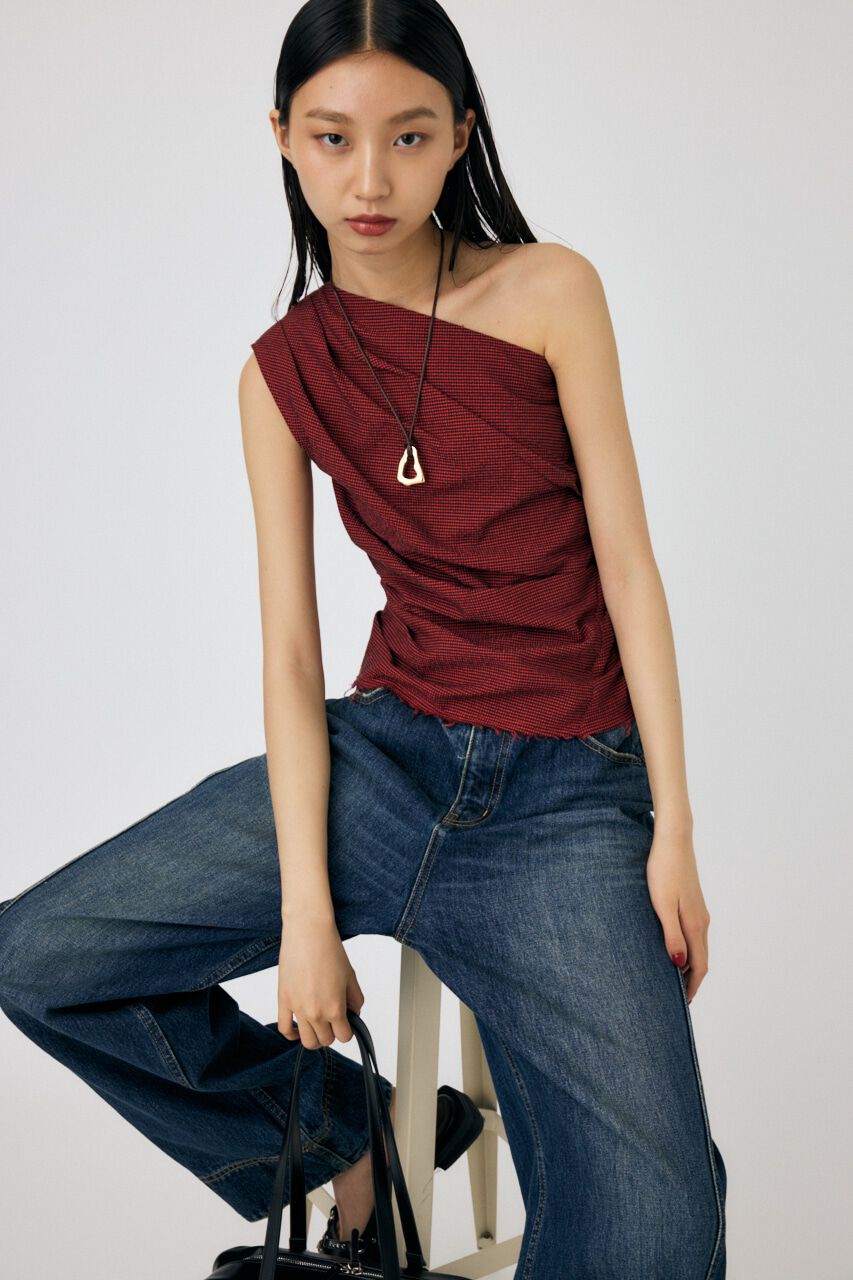MOUSSY「PLAID ONE SHOULDER ブラウス」|その他|