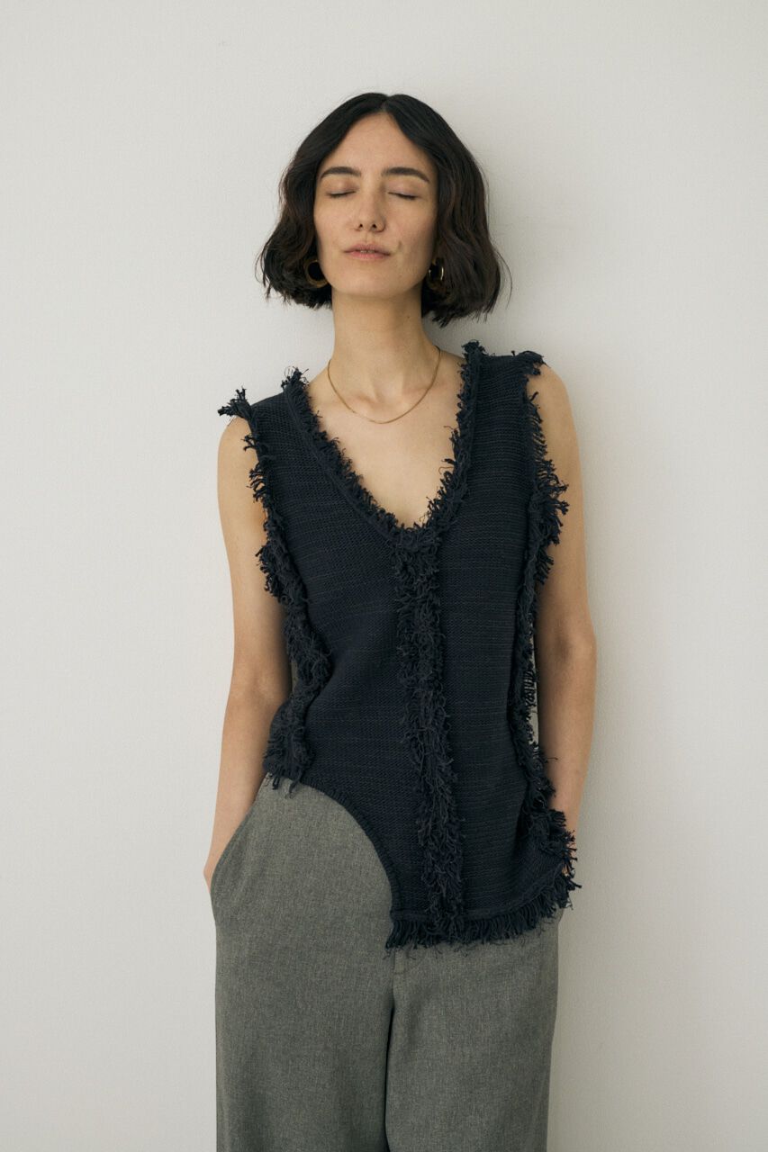 MOUSSY「ツイードニットタンクトップ　オーガニックコットン使用」|タンクトップ|BLK