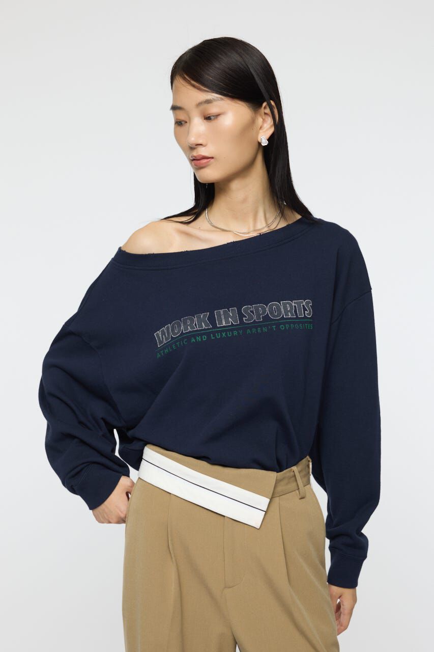 MOUSSY「OFF SHOULDER LOGO SWEAT プルオーバー」|パーカー|