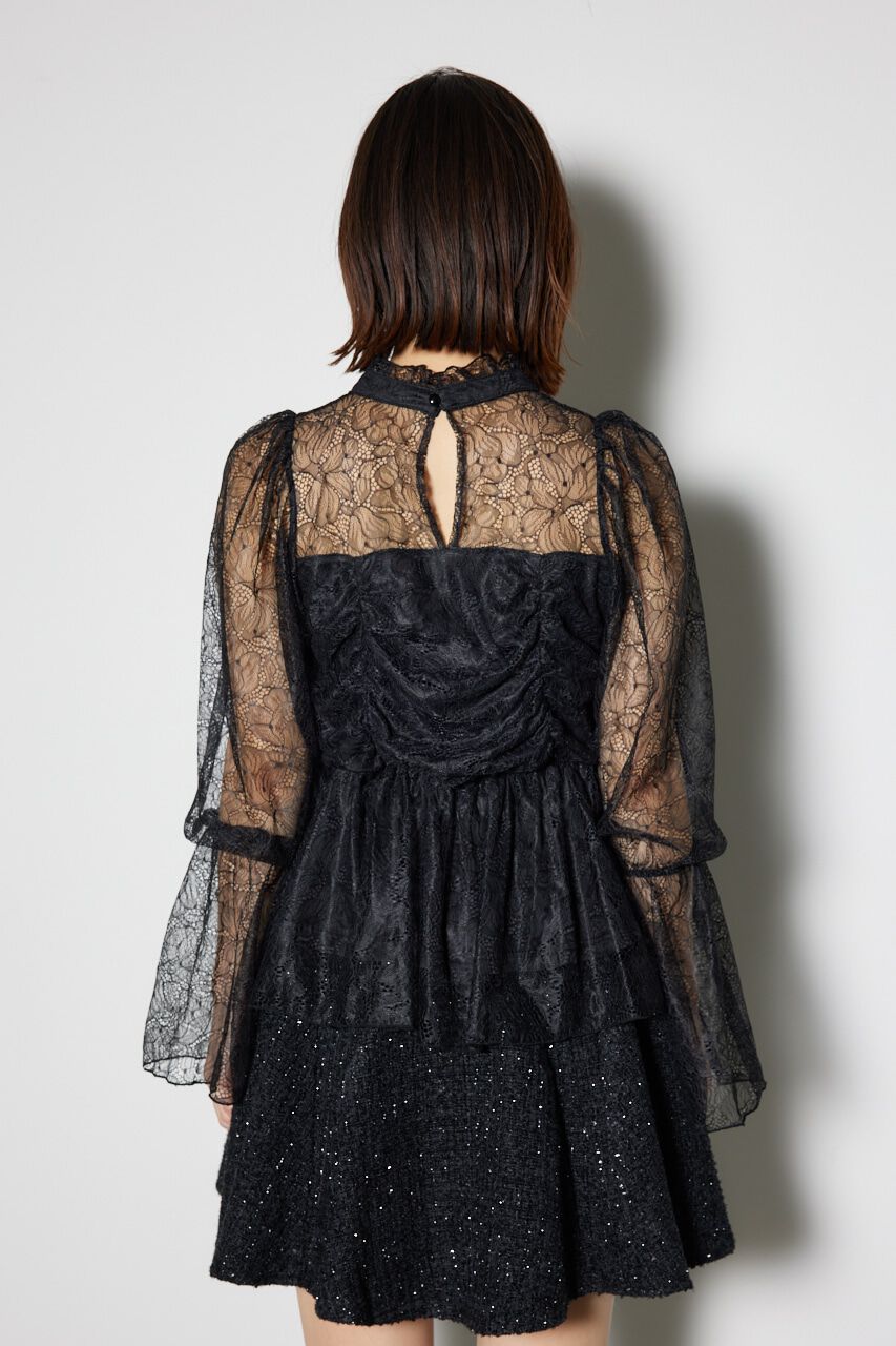 rienda「コルセット風シャーリングレースブラウス」|シャツ・ブラウス|