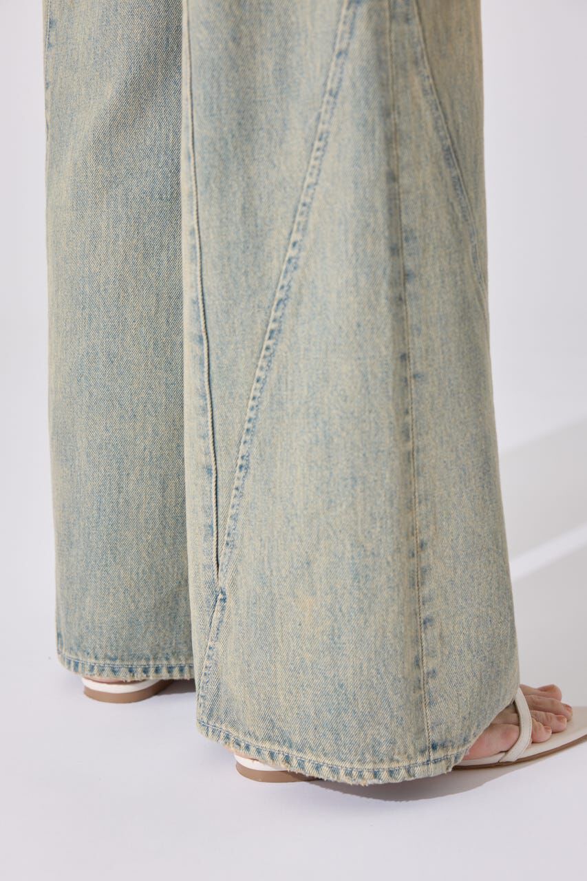 rienda「フロントボタンデザインハイウエストデニムパンツ」|デニム|