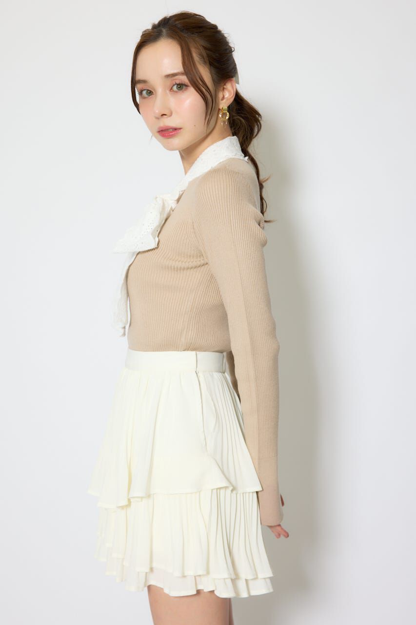 rienda「コットンレースリボンニットトップス」|ニット・セーター|