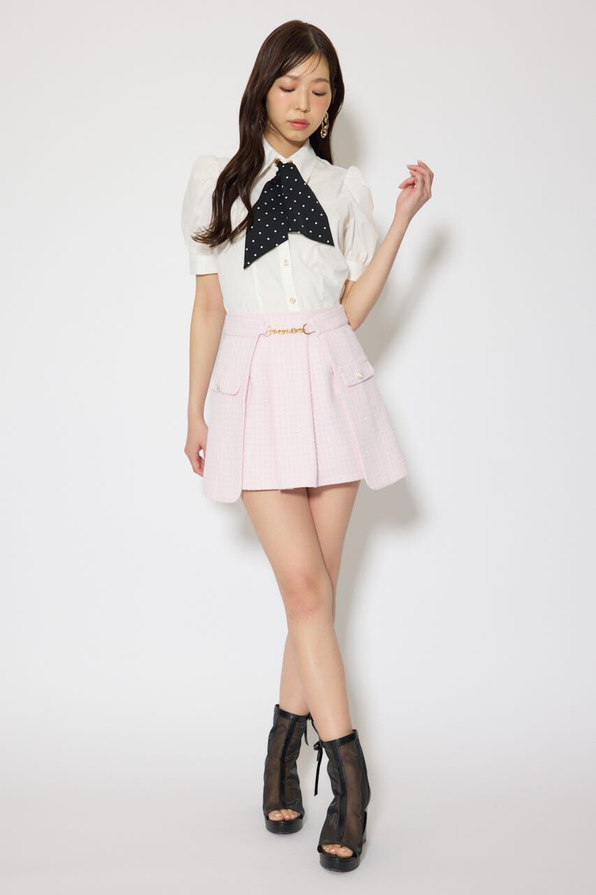 rienda「スカーフ付きハーフスリーブブラウス」|シャツ・ブラウス|