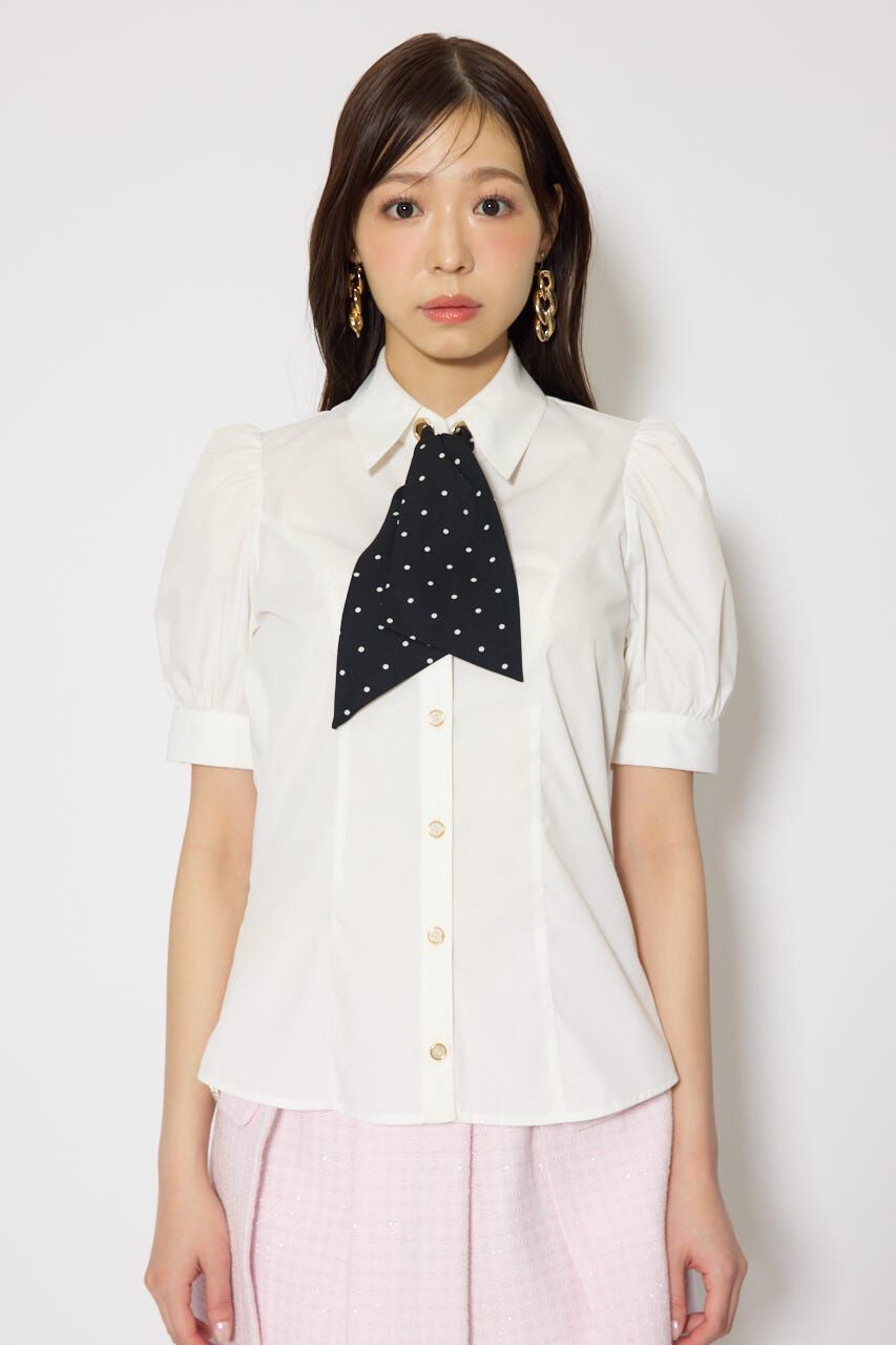 rienda「スカーフ付きハーフスリーブブラウス」|シャツ・ブラウス|