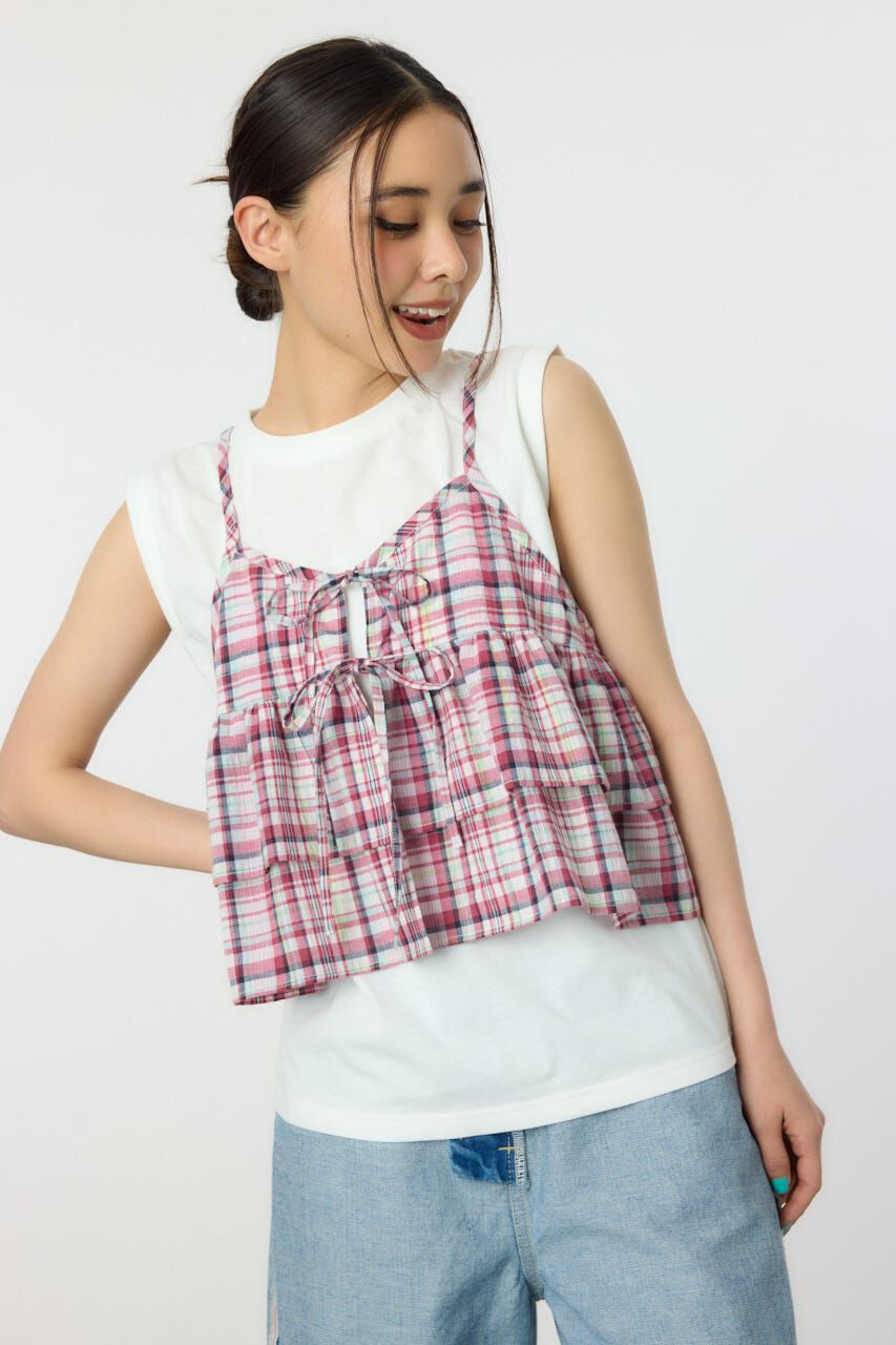 RODEO CROWNS「サマーチェックマルチウェイキャミソール」|キャミソール|柄RED5