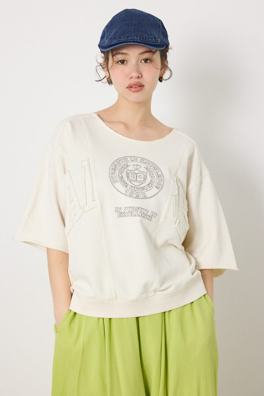 RODEO CROWNS「＜WEB先行アイテム＞切替カレッジ半袖スウェット」|Tシャツ・カットソー|O/WHT1