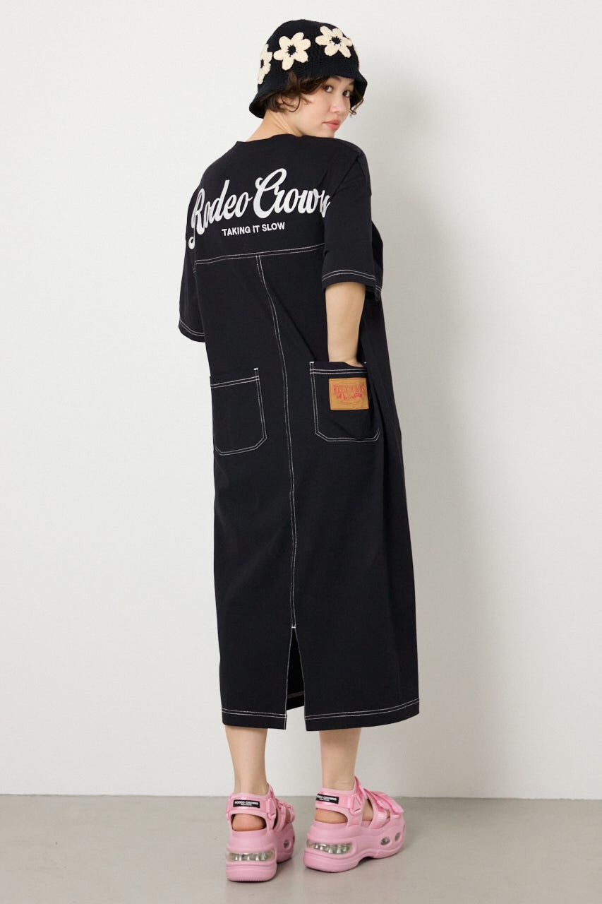 RODEO CROWNS「＜WEB先行アイテム＞ハーフスリーブステッチワンピース」|ワンピース|