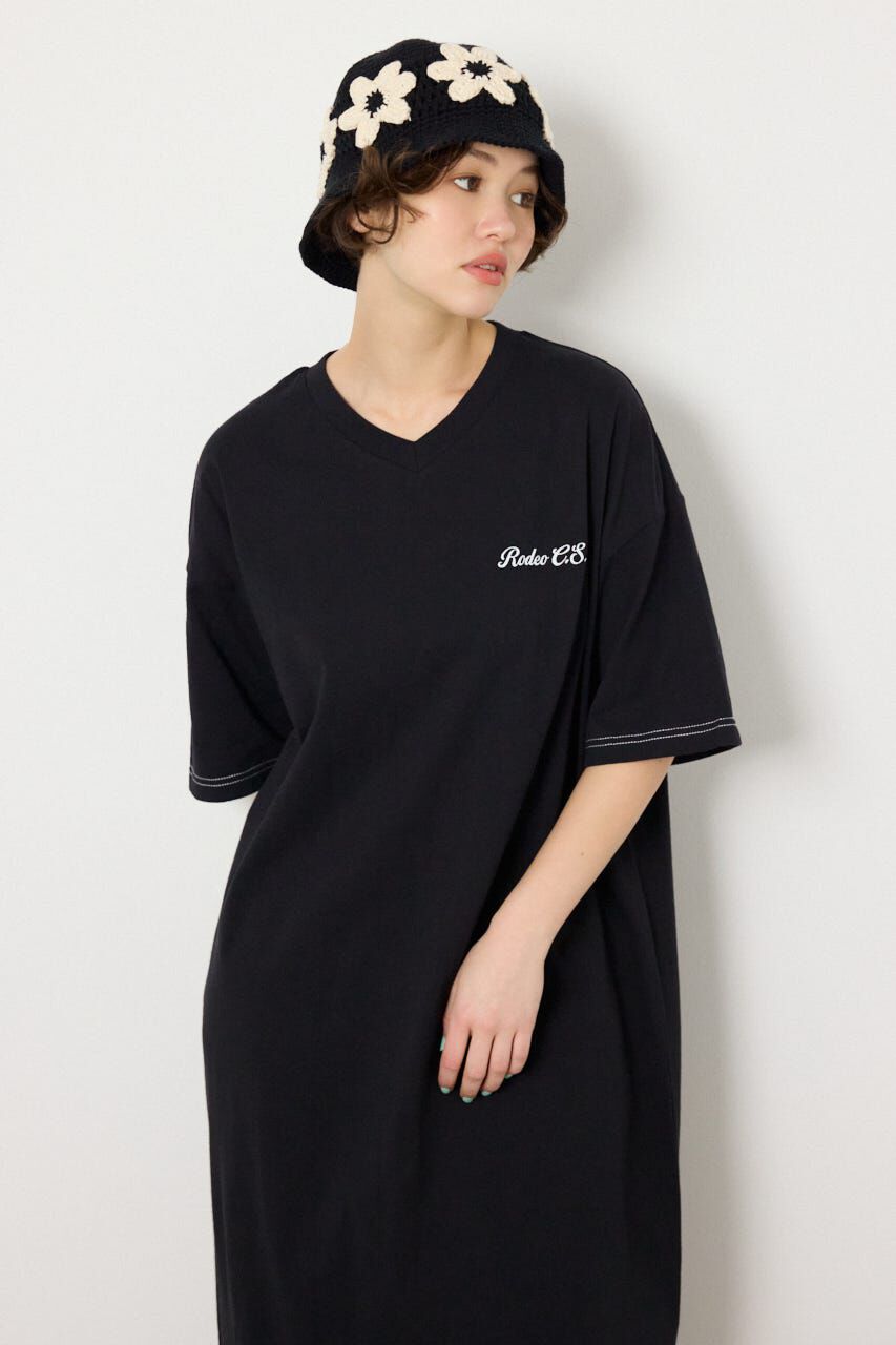 RODEO CROWNS「＜WEB先行アイテム＞ハーフスリーブステッチワンピース」|ワンピース|