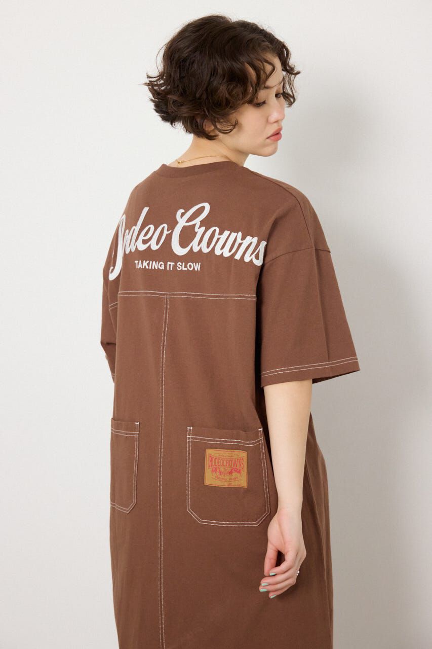 RODEO CROWNS「＜WEB先行アイテム＞ハーフスリーブステッチワンピース」|ワンピース|