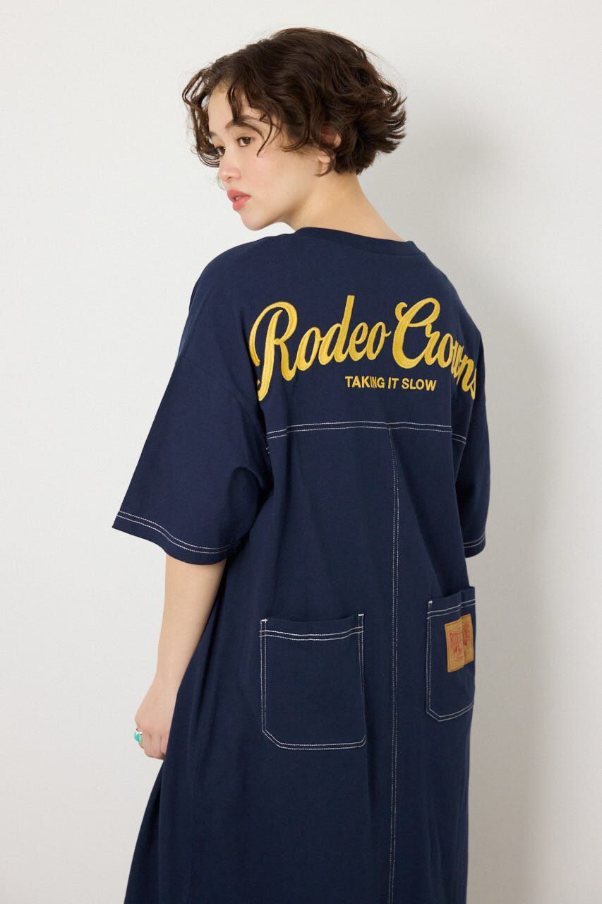 RODEO CROWNS「＜WEB先行アイテム＞ハーフスリーブステッチワンピース」|ワンピース|