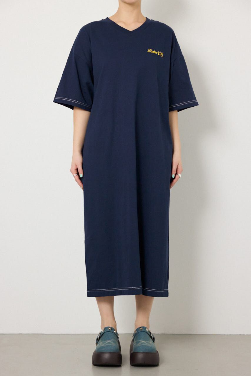 RODEO CROWNS「＜WEB先行アイテム＞ハーフスリーブステッチワンピース」|ワンピース|