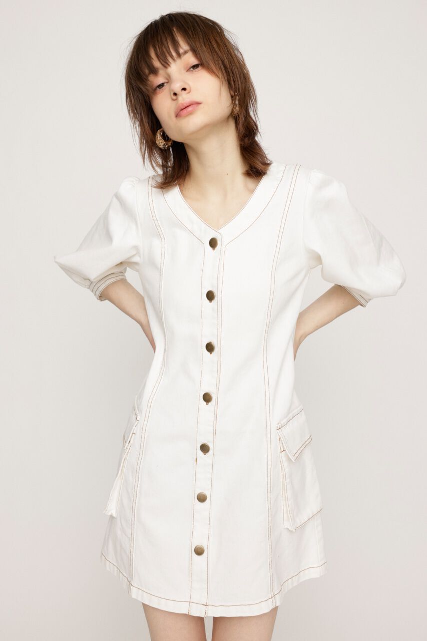 SLY「V NECK DENIM ショートワンピース」|ワンピース|
