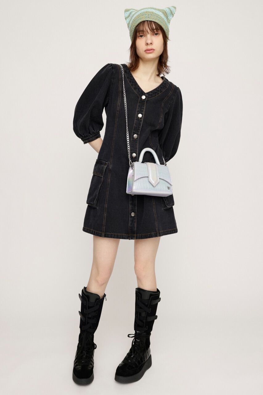 SLY「V NECK DENIM ショートワンピース」|ワンピース|