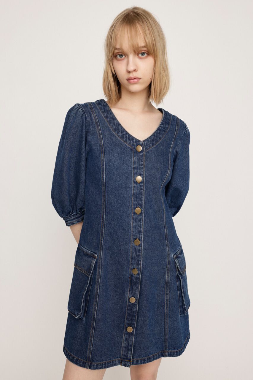 SLY「V NECK DENIM ショートワンピース」|ワンピース|
